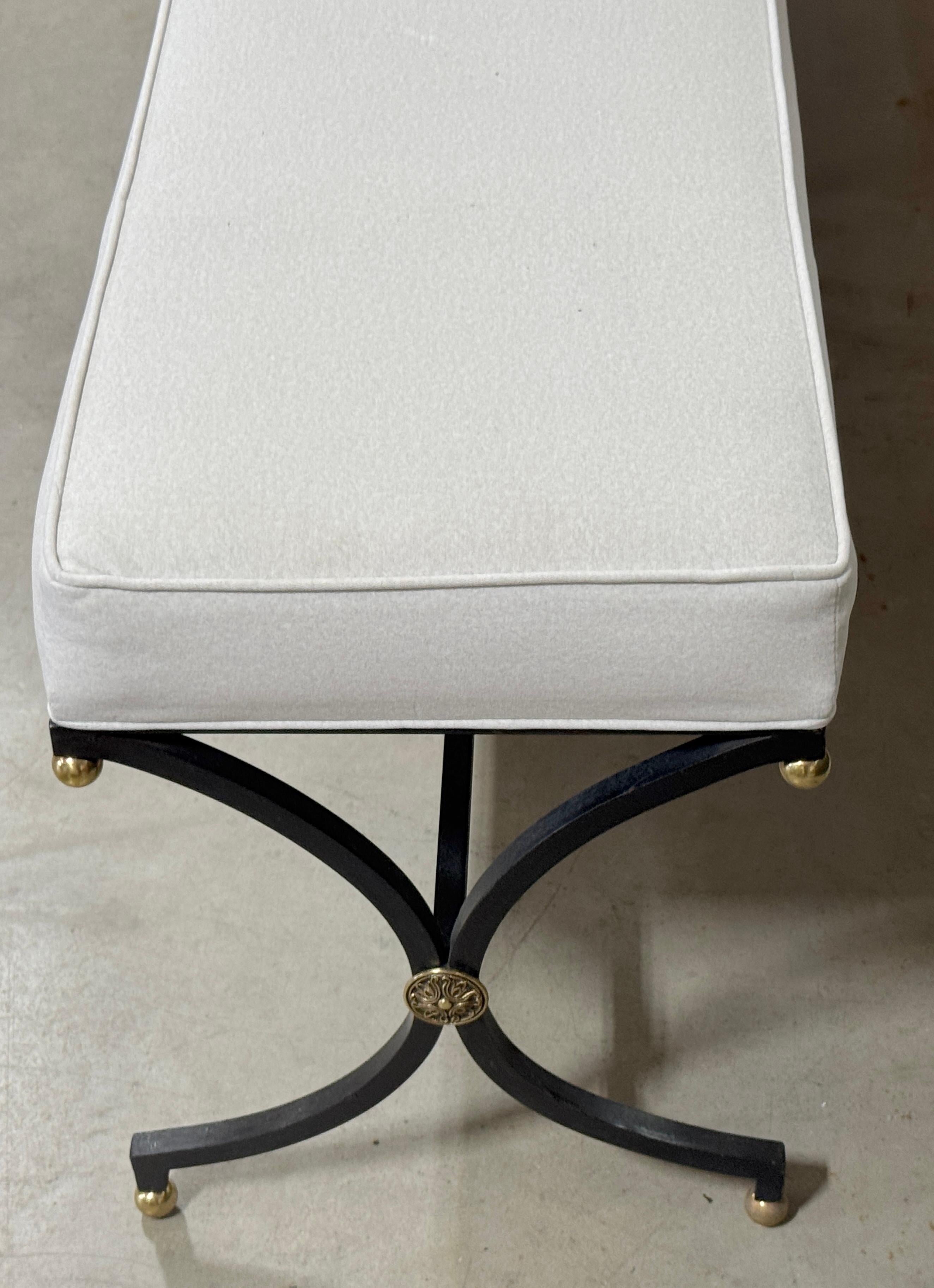 French Modern Maison Jansen Style Iron Brass Long Bench For Sale 10