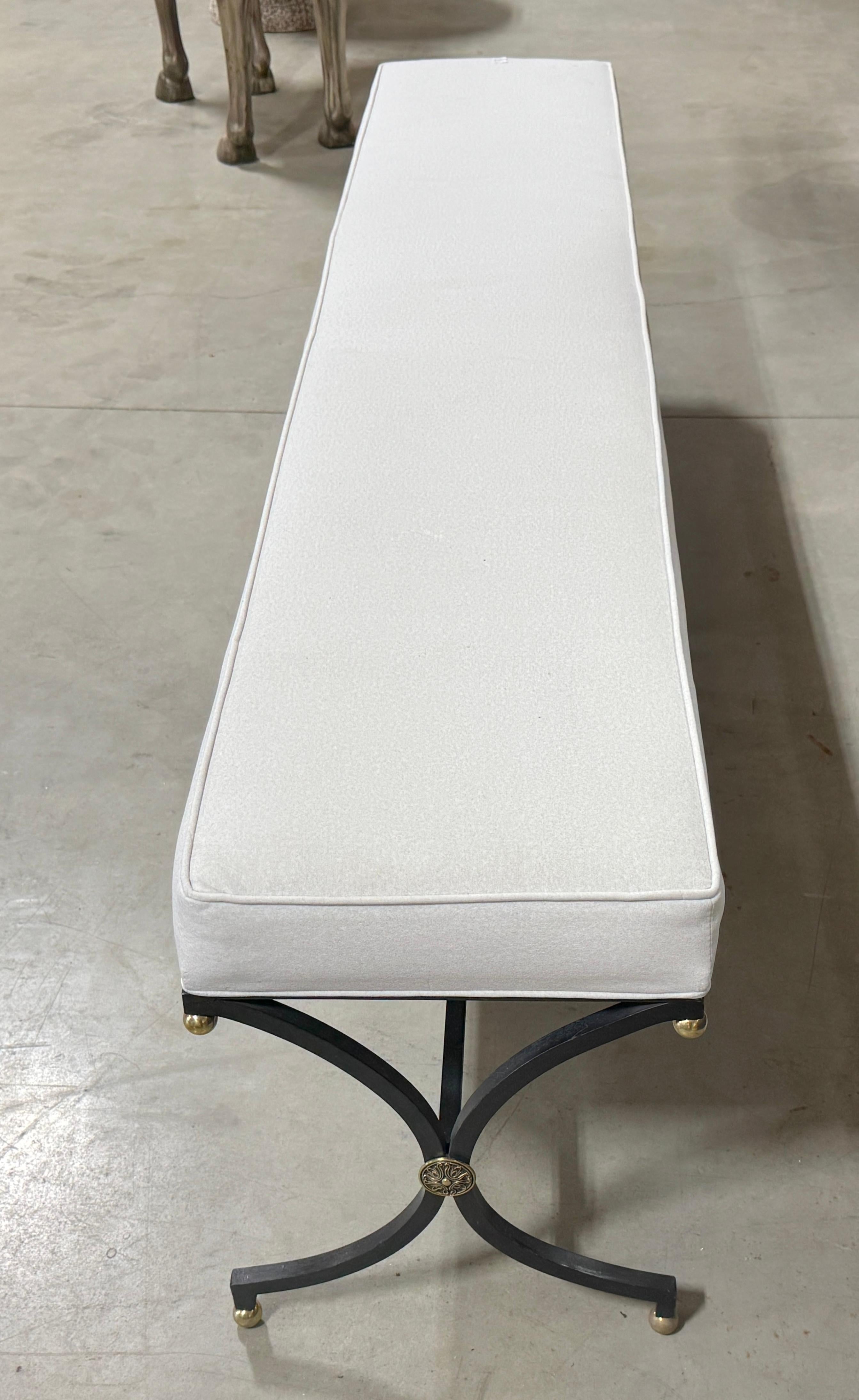 French Modern Maison Jansen Style Iron Brass Long Bench For Sale 11