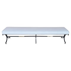 French Modern Maison Jansen Style Iron Brass Long Bench