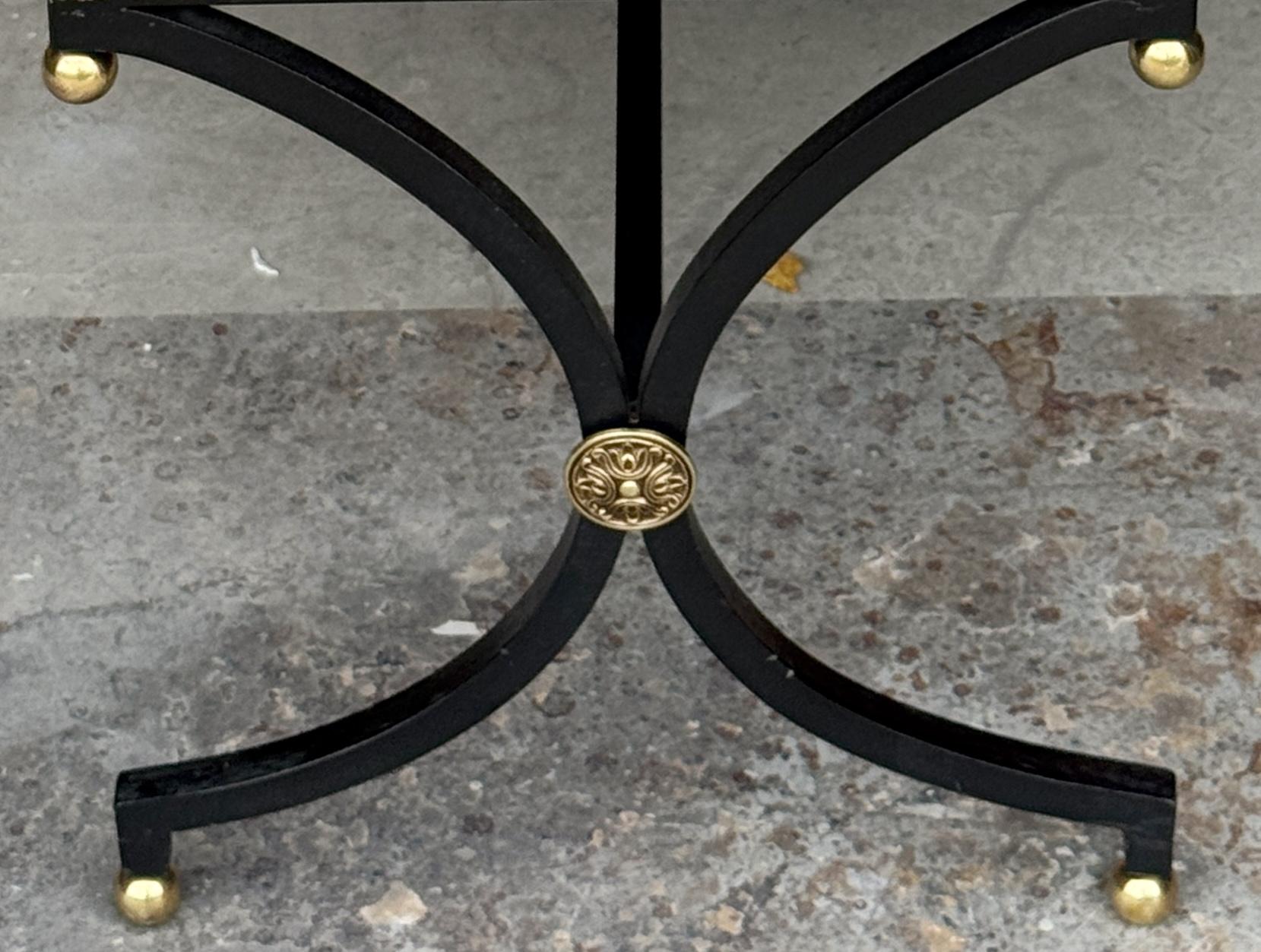 20th Century French Modern Maison Jansen Style Iron Brass Long Bench For Sale