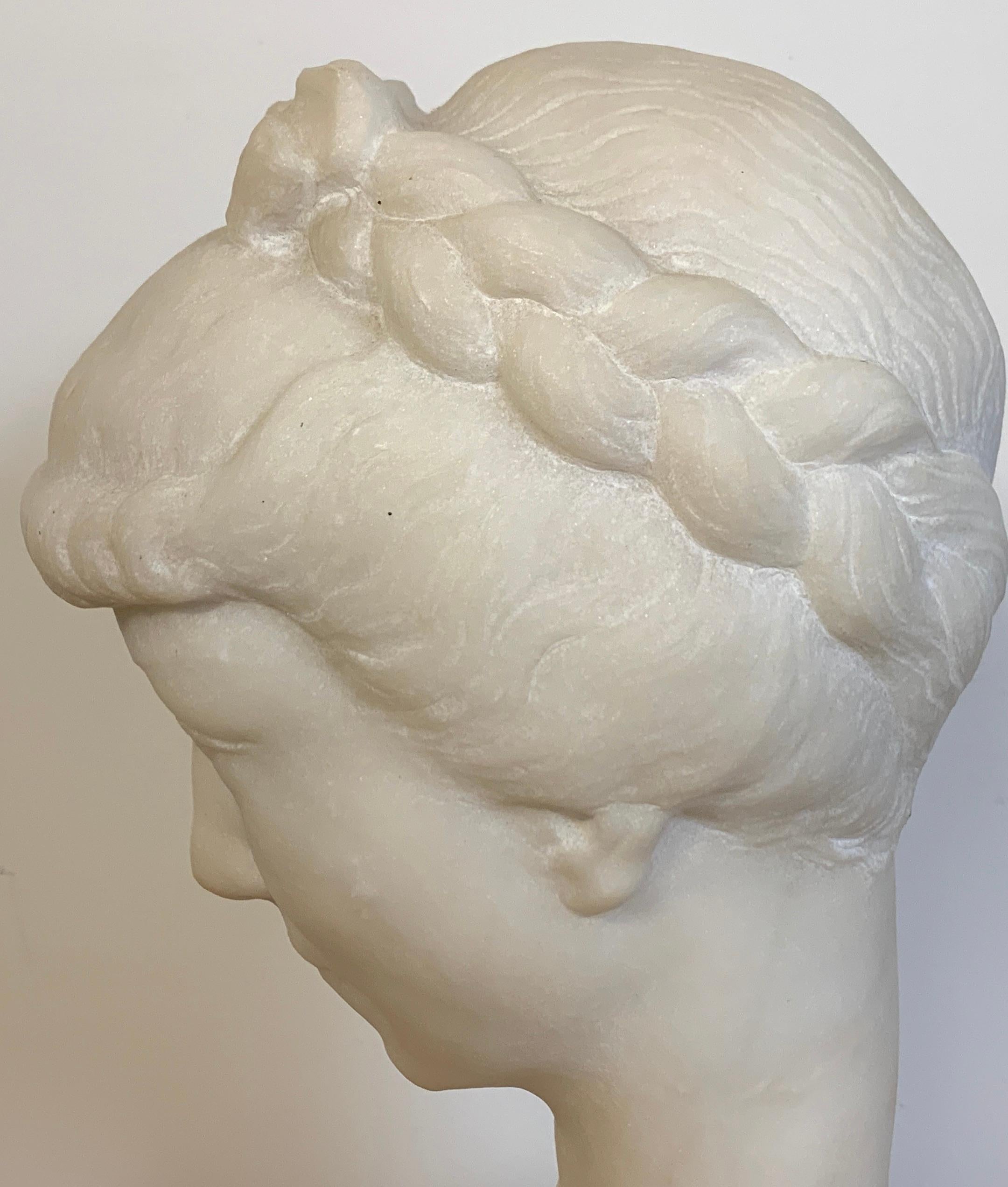 French Modern Marble Portrait Bust of a Lady, by L. Cordonnier, 1951  For Sale 7