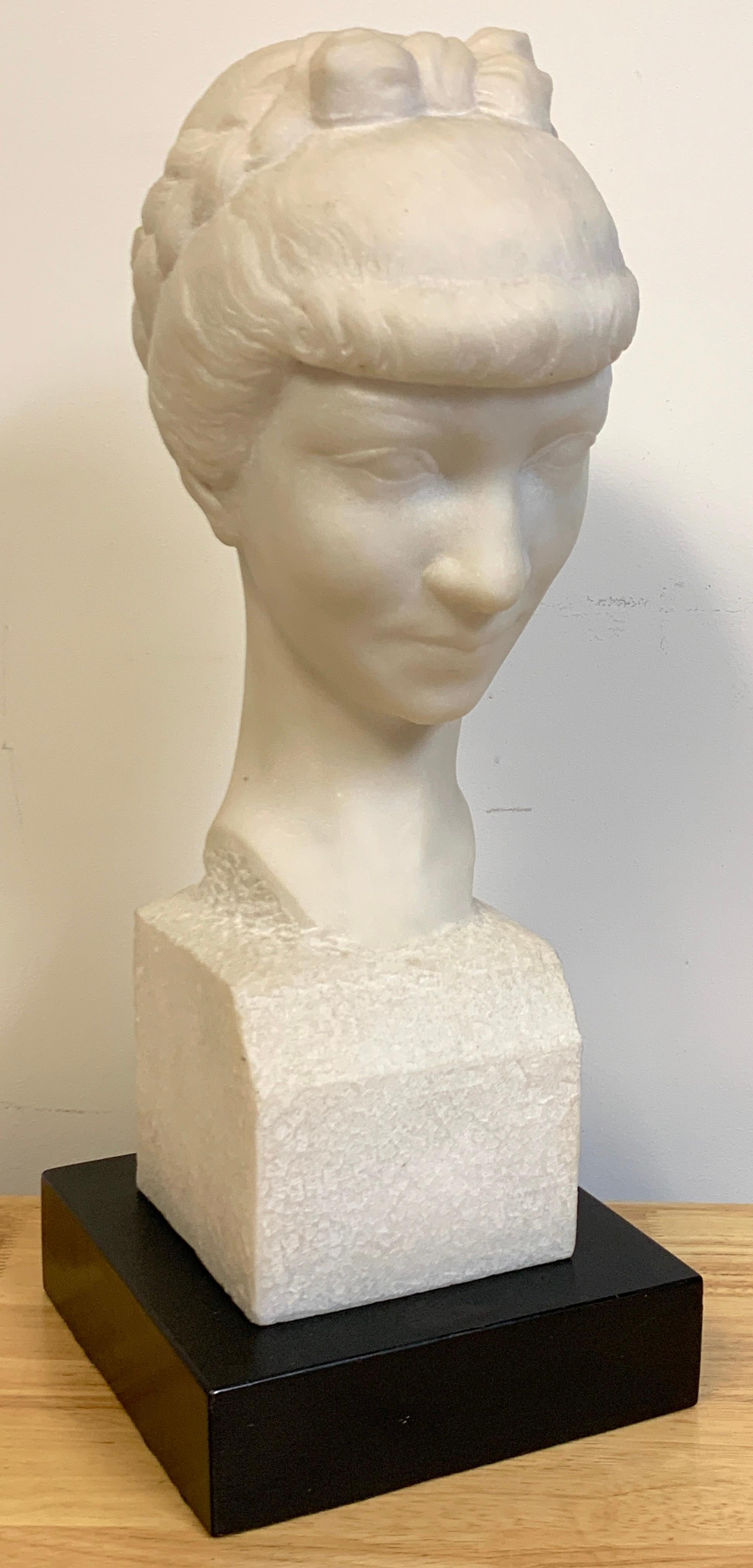French Modern Marble Portrait Bust of a Lady, by L. Cordonnier, 1951  For Sale 1