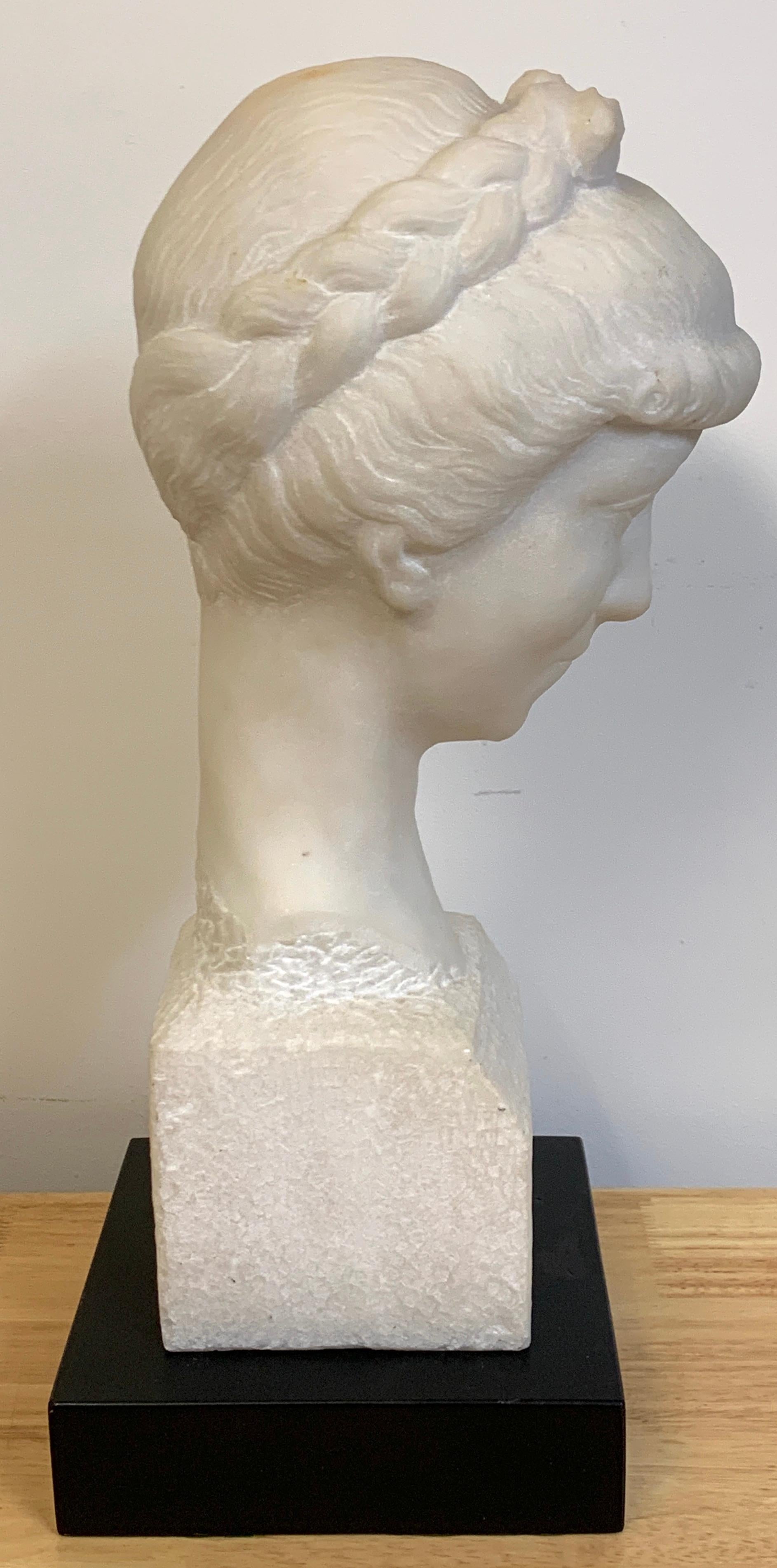 French Modern Marble Portrait Bust of a Lady, by L. Cordonnier, 1951  For Sale 2