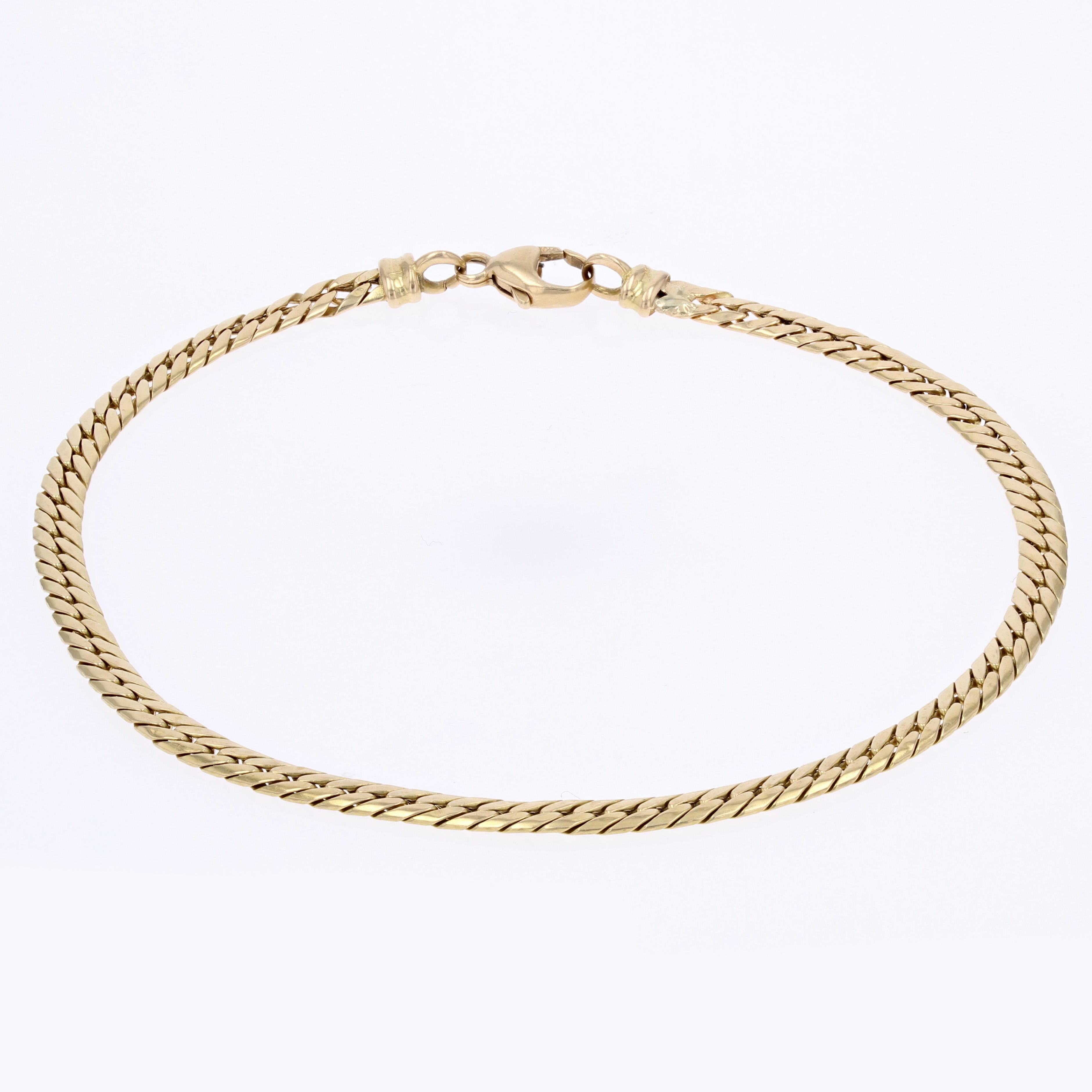 French Modern Marine Mesh 18 Karat Yellow Gold Bracelet In Good Condition For Sale In Poitiers, FR