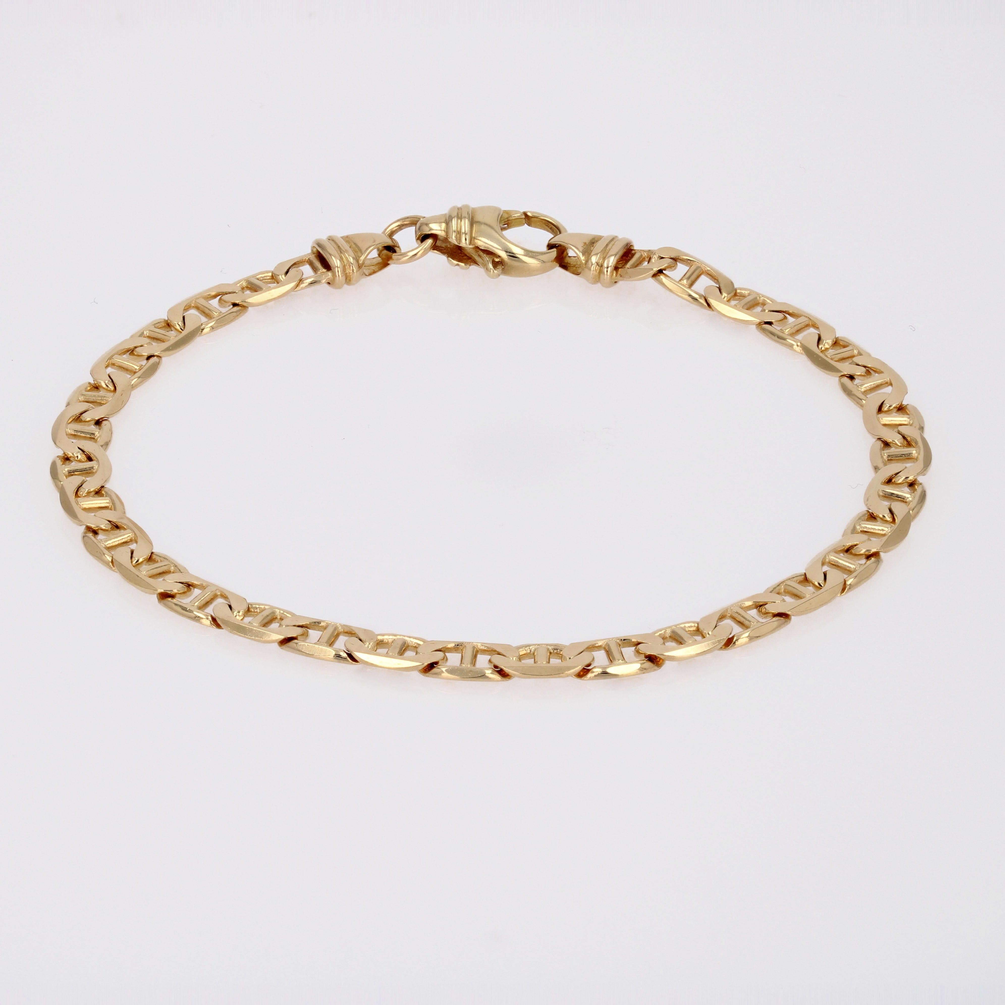 French Modern Marine Mesh 18 Karat Yellow Gold Bracelet In Good Condition For Sale In Poitiers, FR