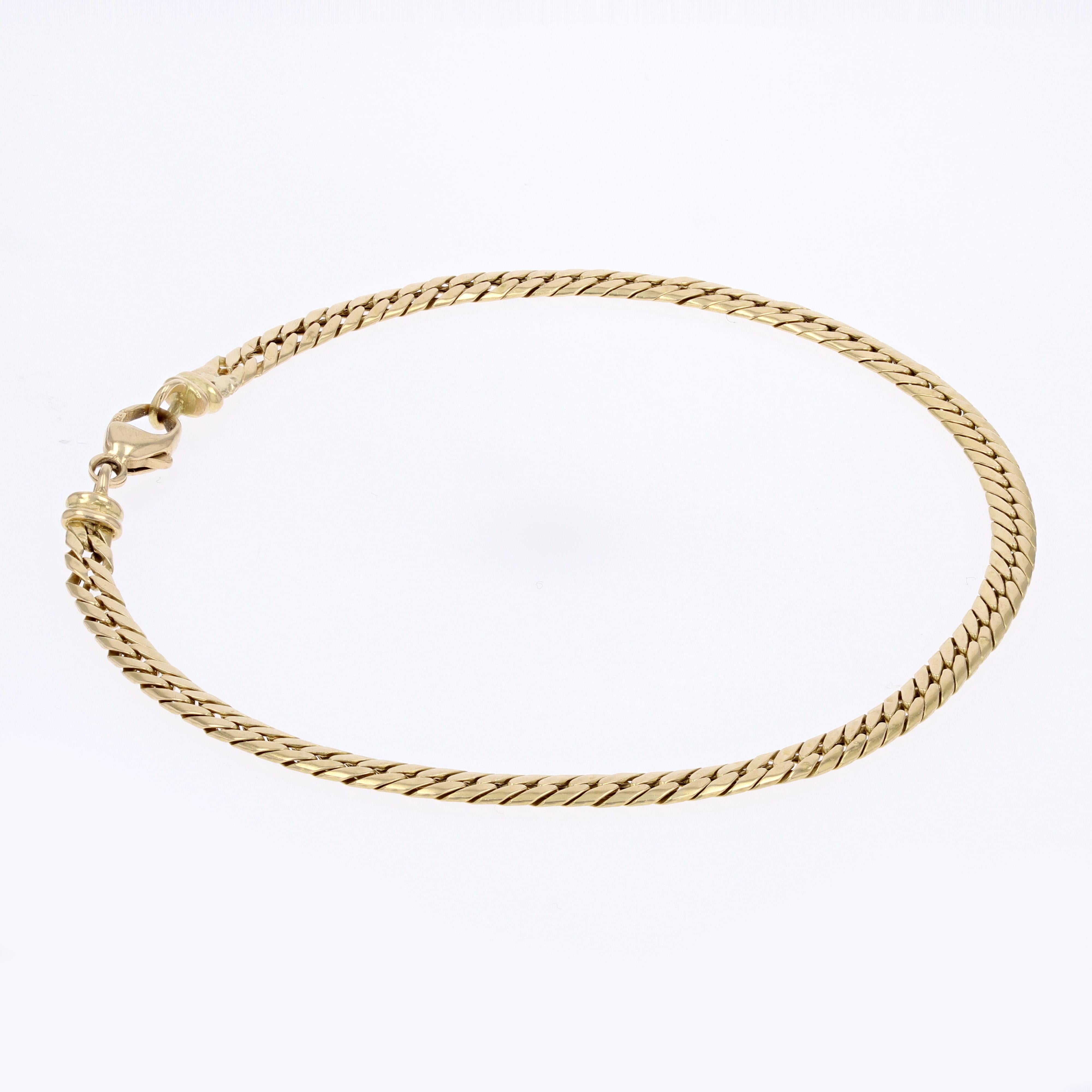 Women's or Men's French Modern Marine Mesh 18 Karat Yellow Gold Bracelet For Sale