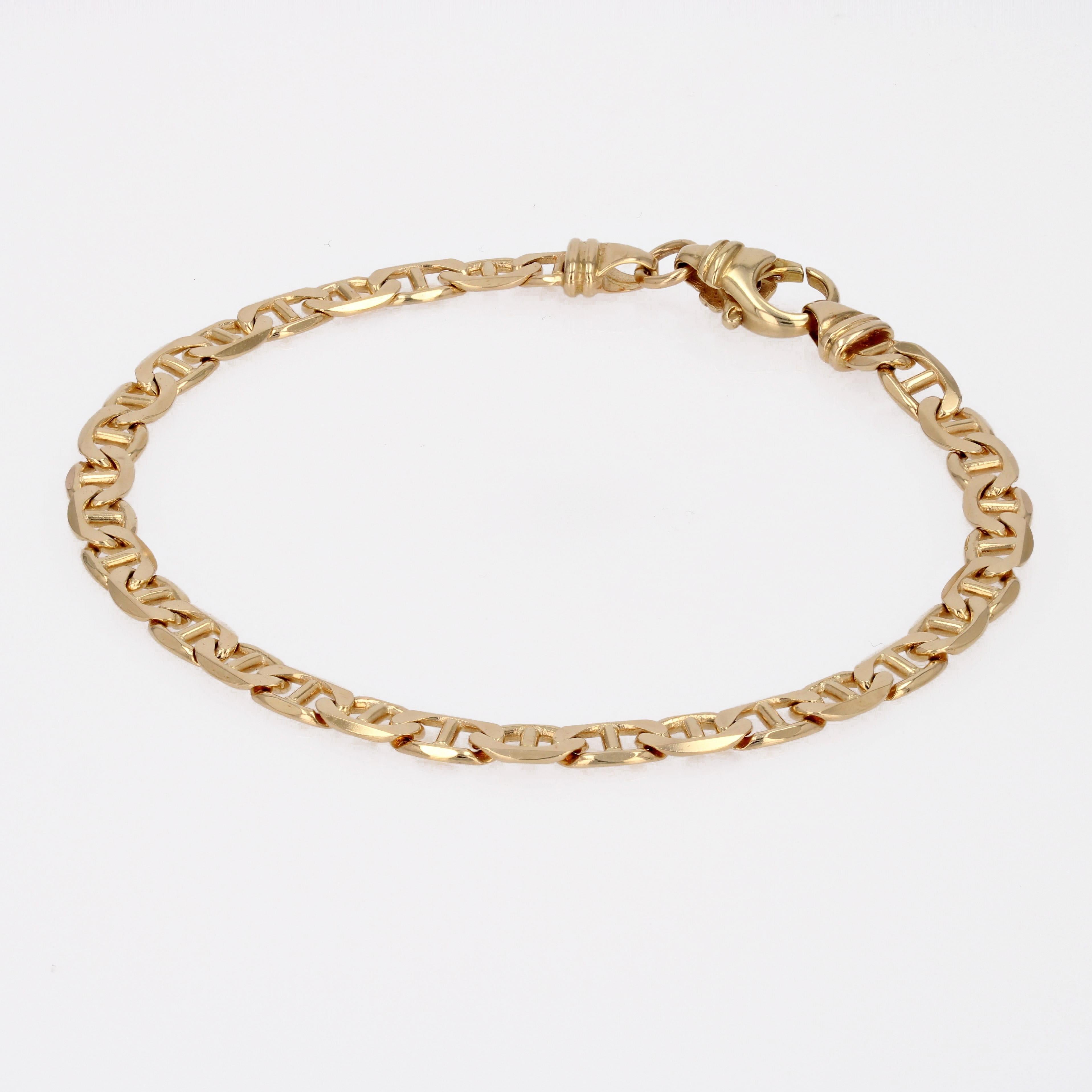 Women's or Men's French Modern Marine Mesh 18 Karat Yellow Gold Bracelet