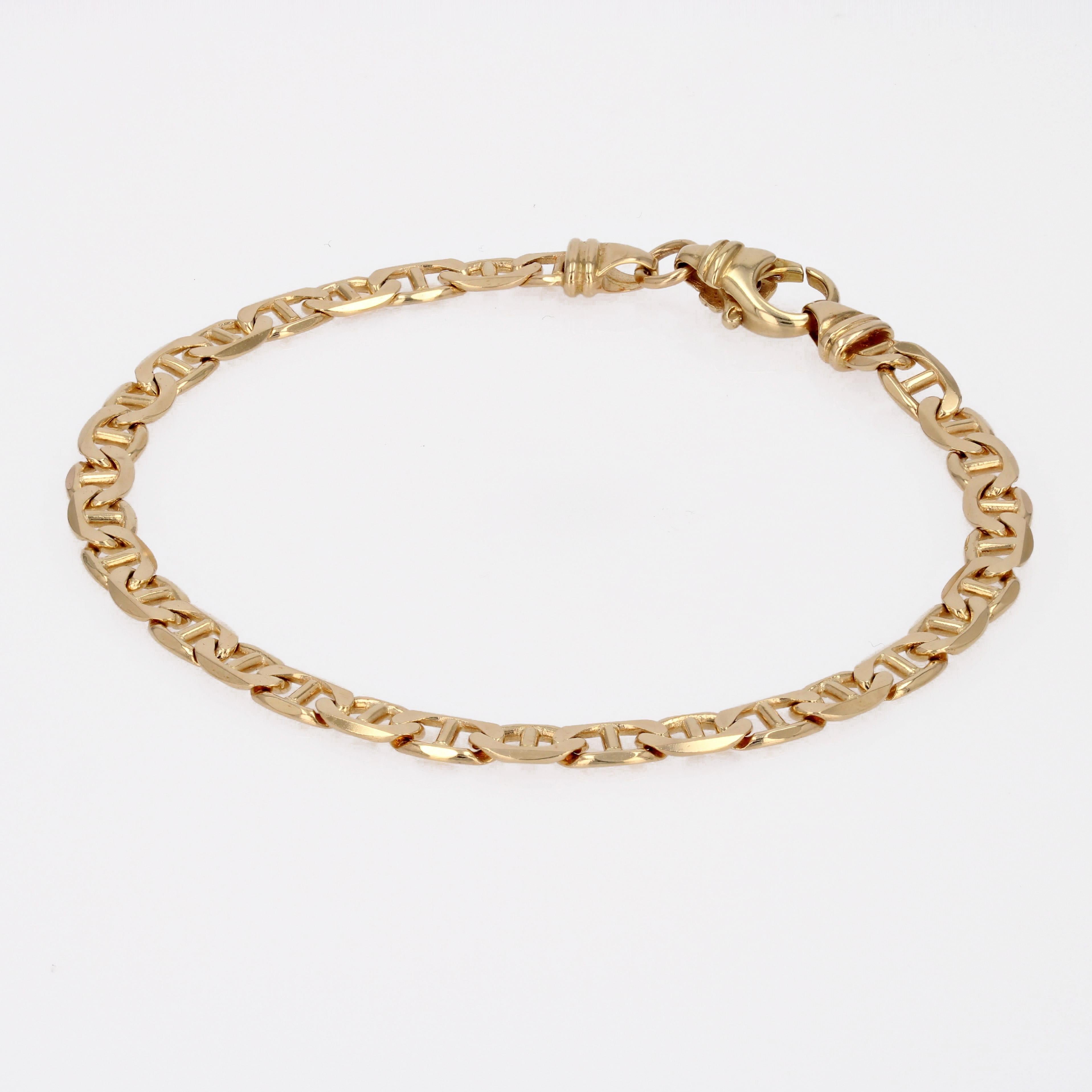 Women's or Men's French Modern Marine Mesh 18 Karat Yellow Gold Bracelet For Sale