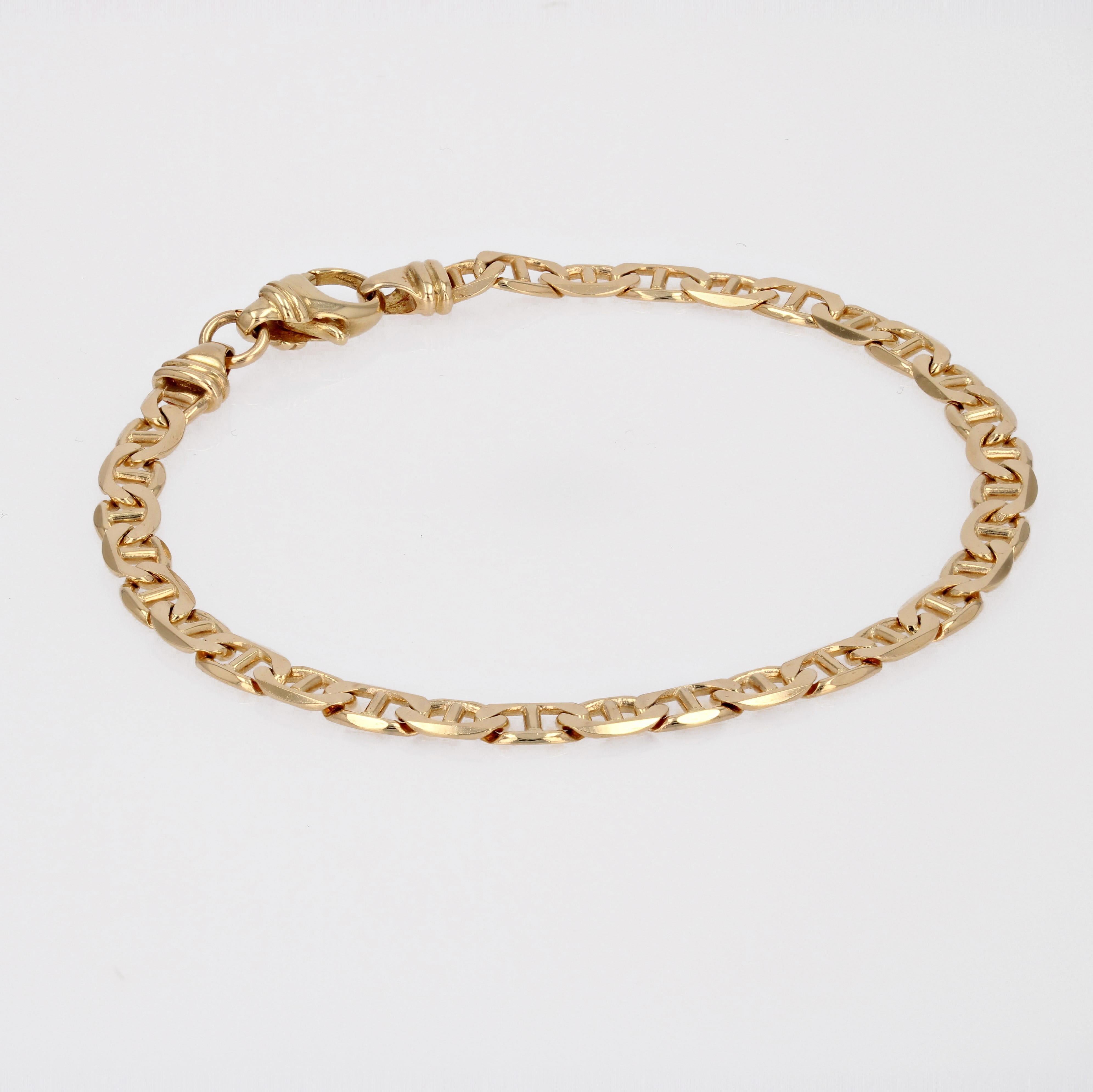 French Modern Marine Mesh 18 Karat Yellow Gold Bracelet For Sale 1