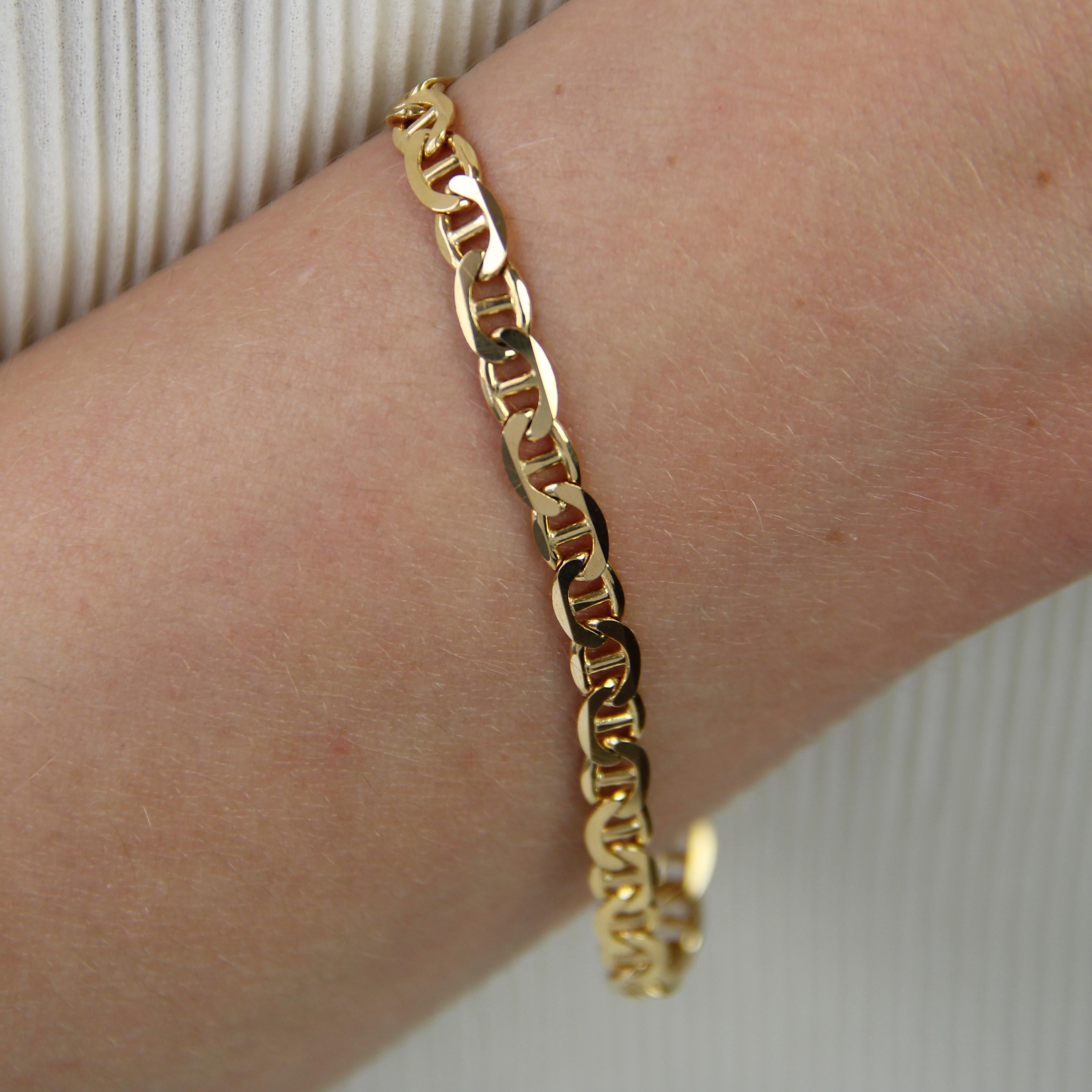 French Modern Marine Mesh 18 Karat Yellow Gold Bracelet For Sale 2