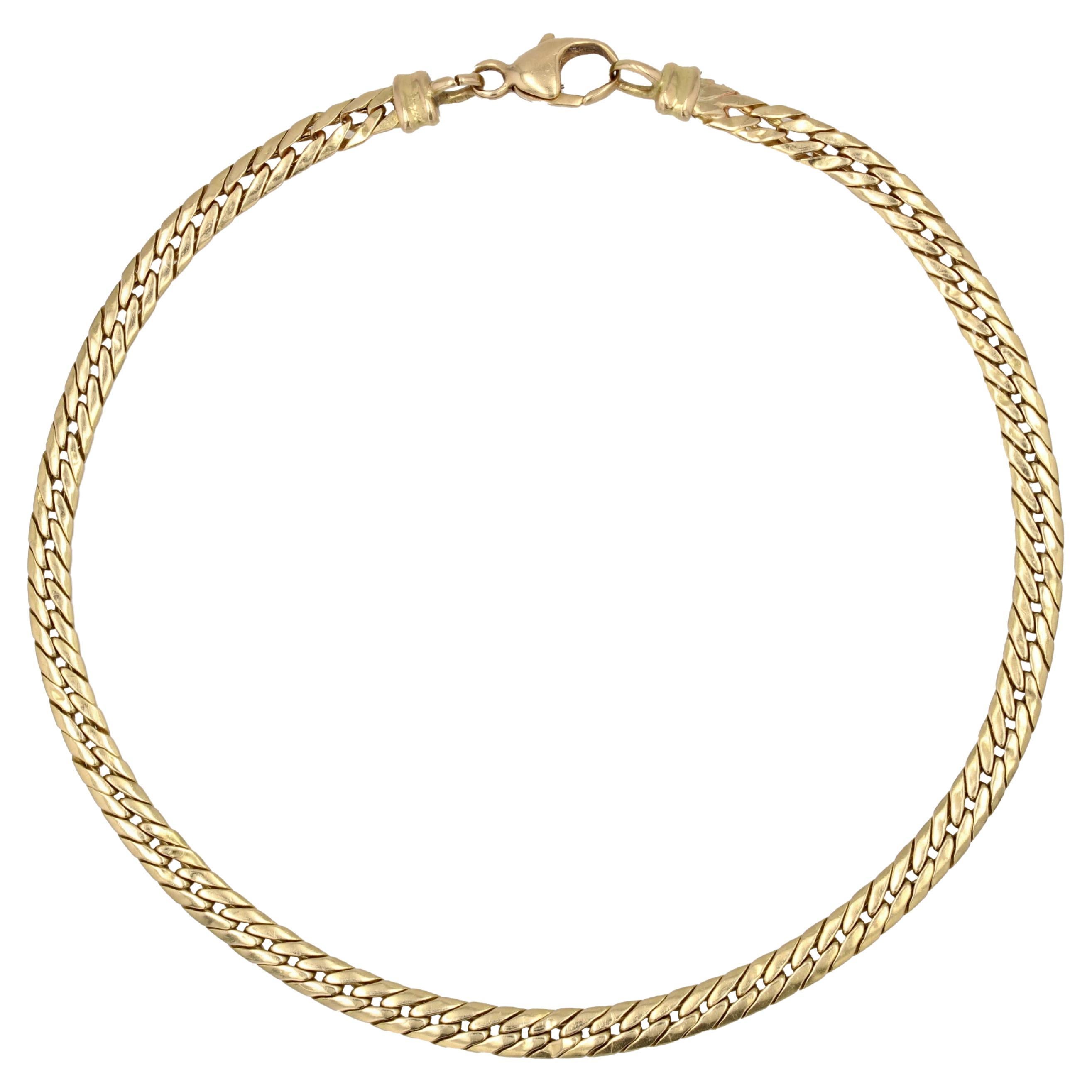 Bracelet français moderne en or jaune 18 carats et mailles marines en vente