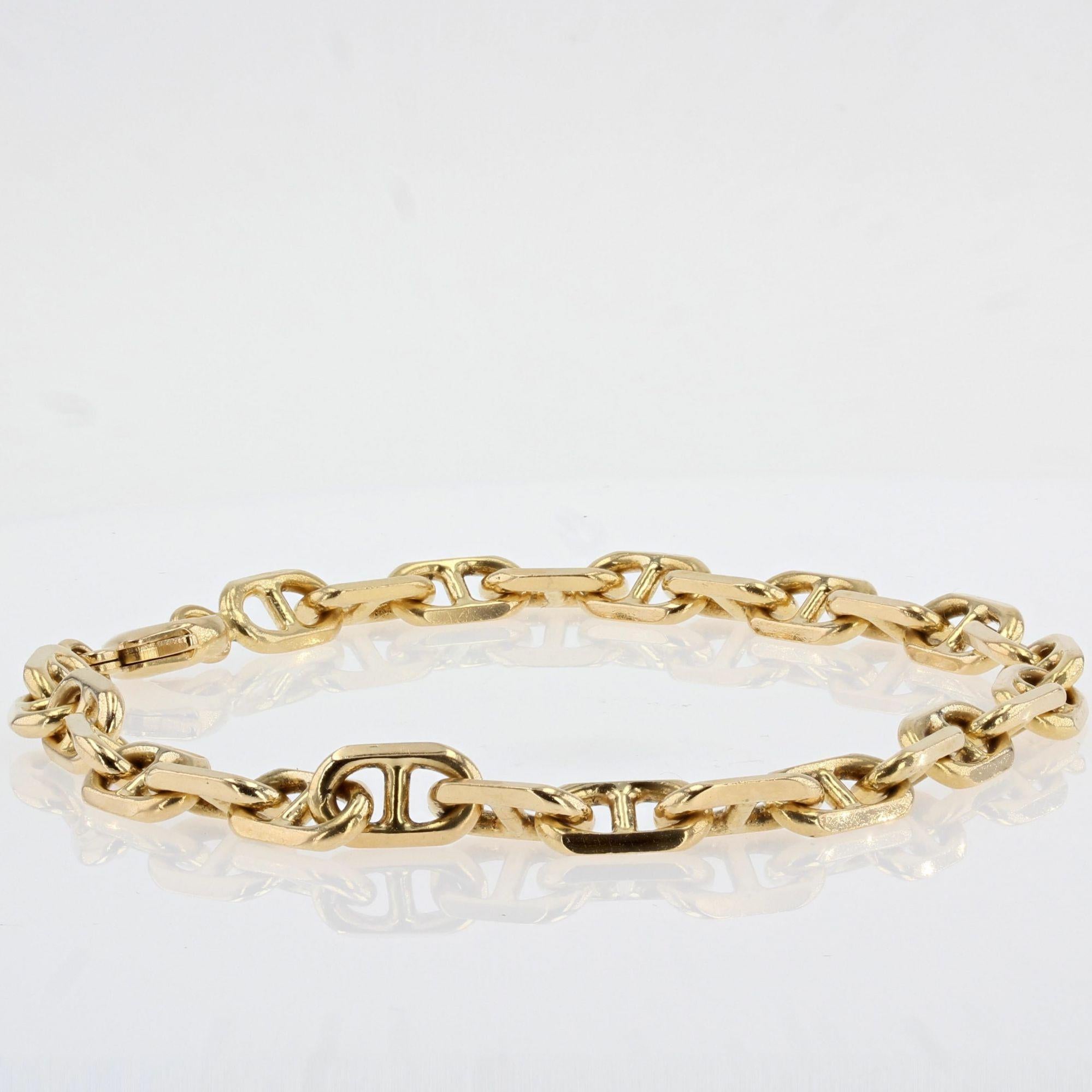 French Modern Massive Marine Mesh 18 Karat Yellow Gold Bracelet In Excellent Condition For Sale In Poitiers, FR