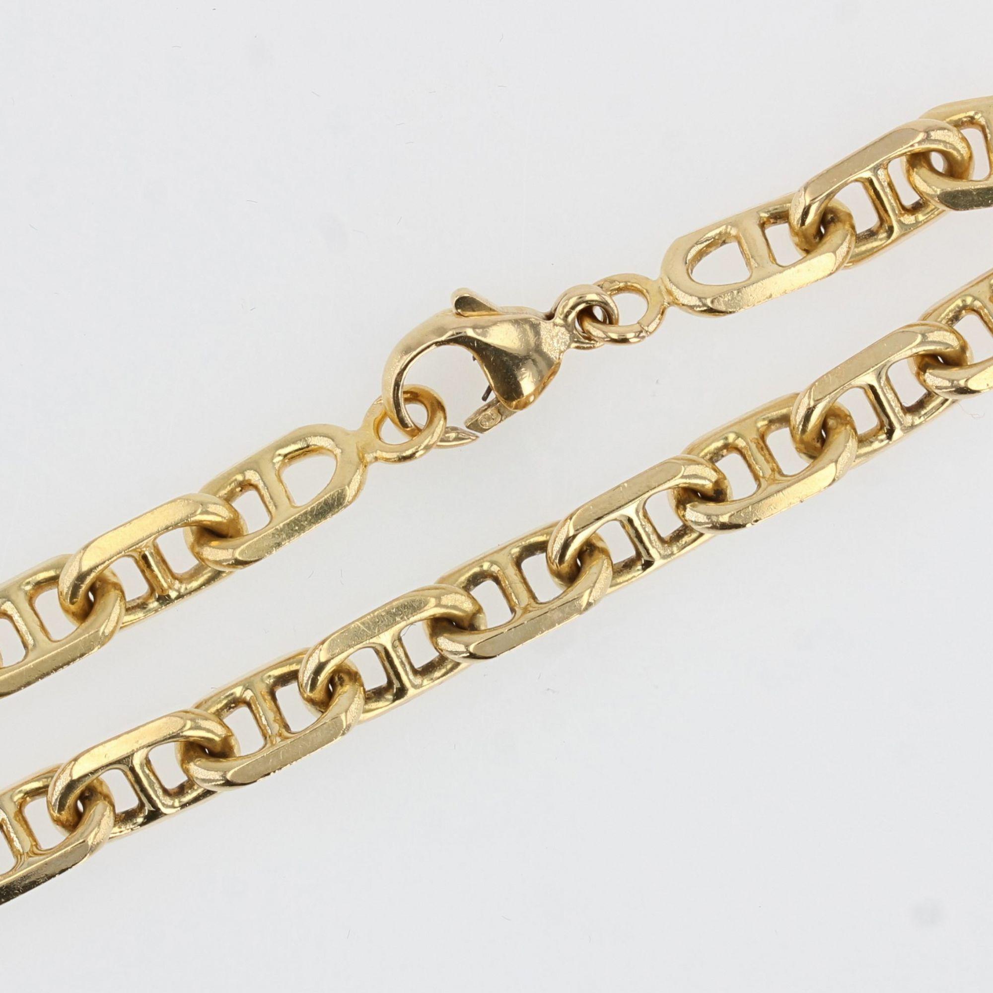 Women's or Men's French Modern Massive Marine Mesh 18 Karat Yellow Gold Bracelet For Sale
