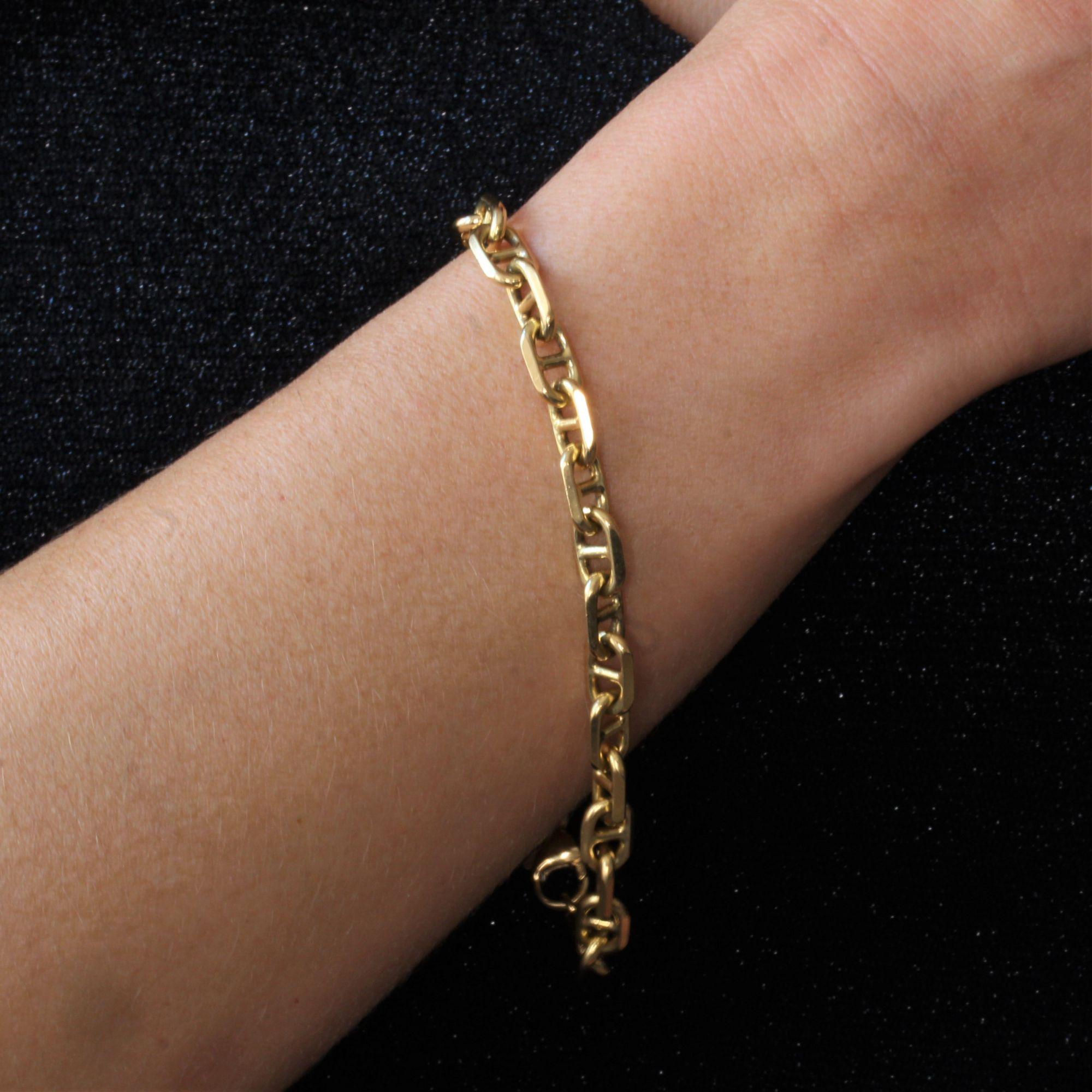 French Modern Massive Marine Mesh 18 Karat Yellow Gold Bracelet For Sale 1