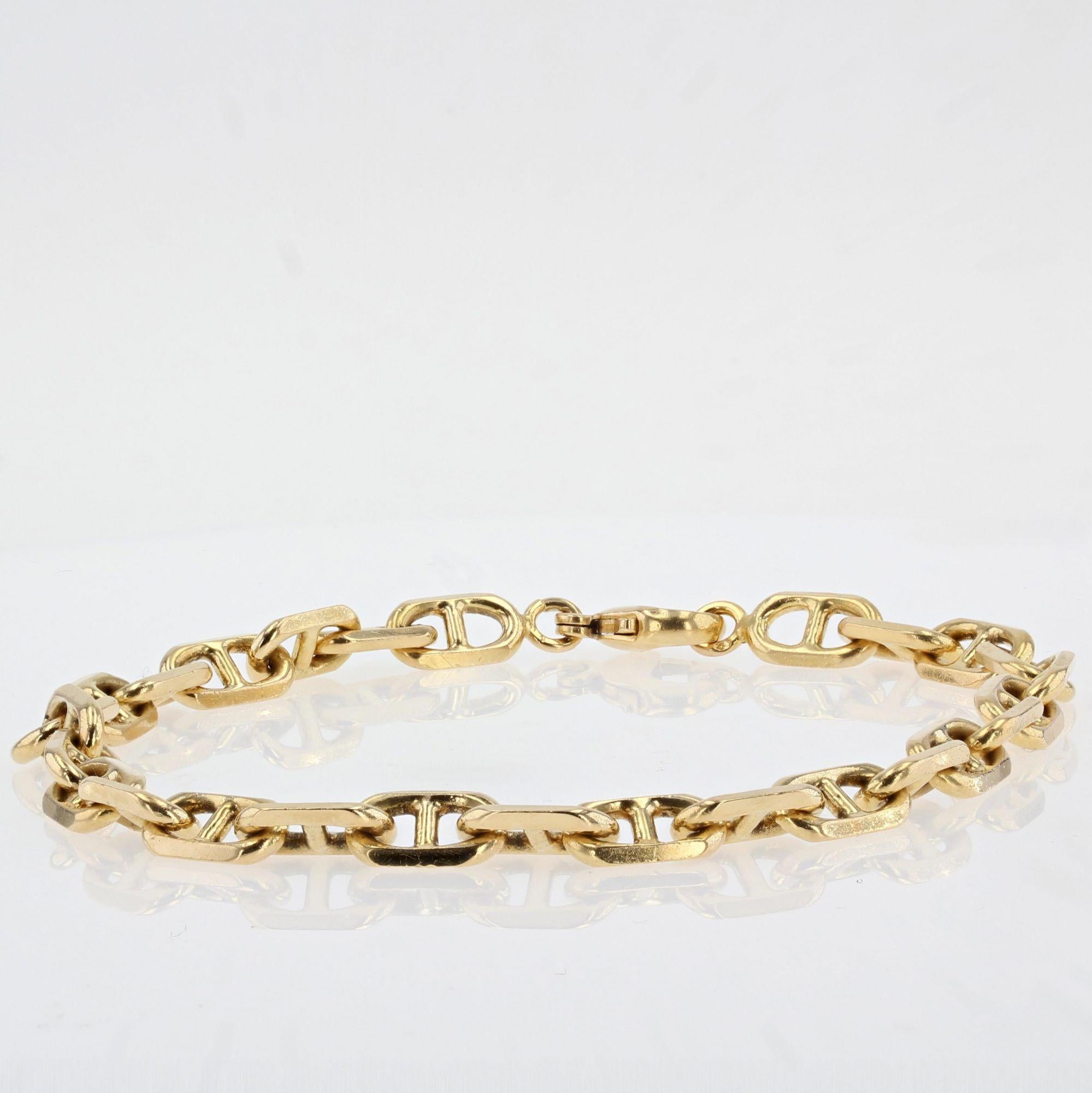 French Modern Massive Marine Mesh 18 Karat Yellow Gold Bracelet For Sale 3