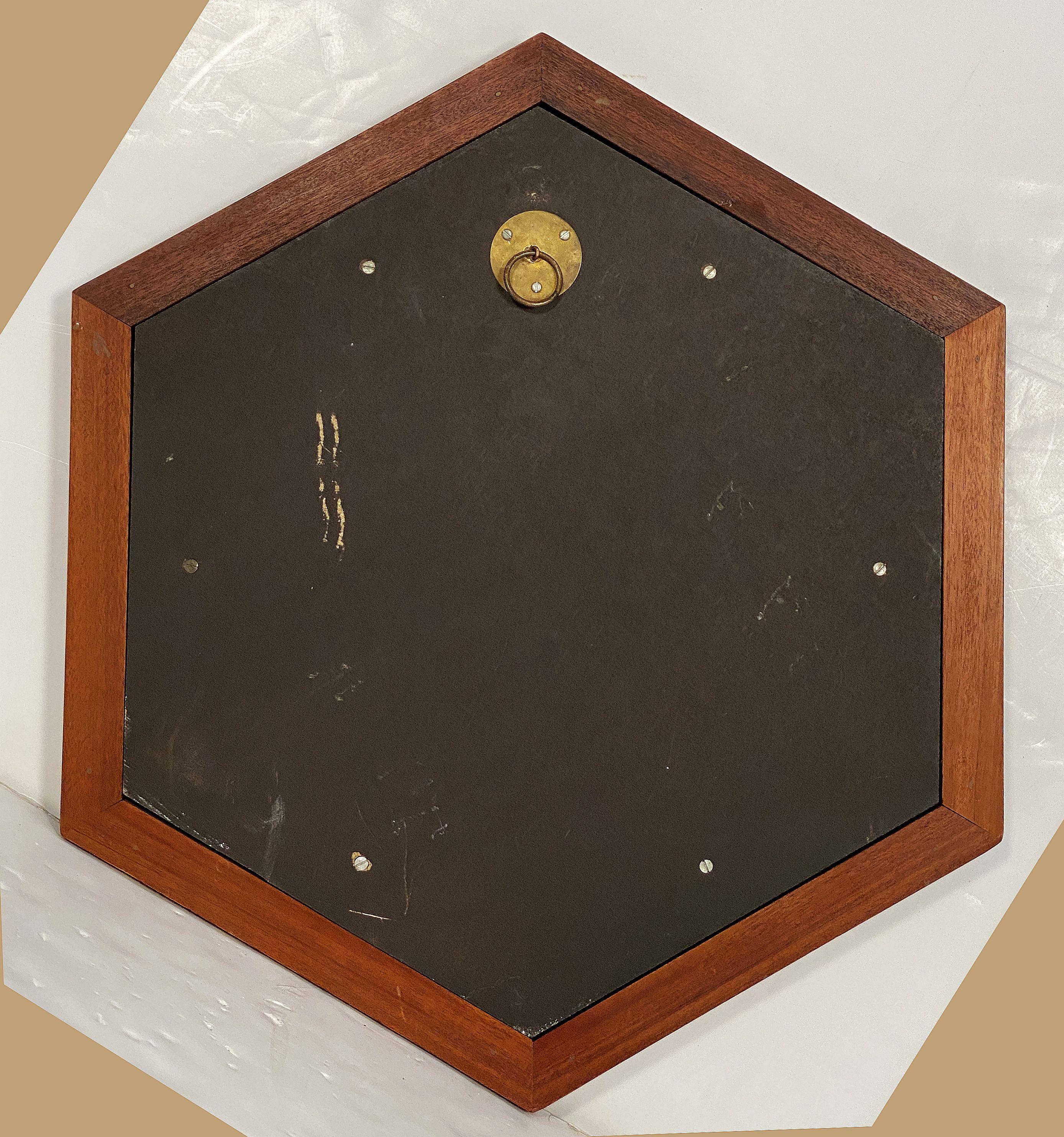 Specchio moderno francese in olmo sbavato  e cromo (H. 27 3/4 x L. 24) in vendita 5