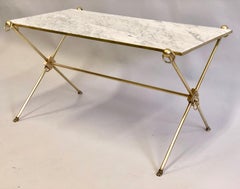 French Modern Neoclassical Brass and Marble Coffee Table by Maison Jansen