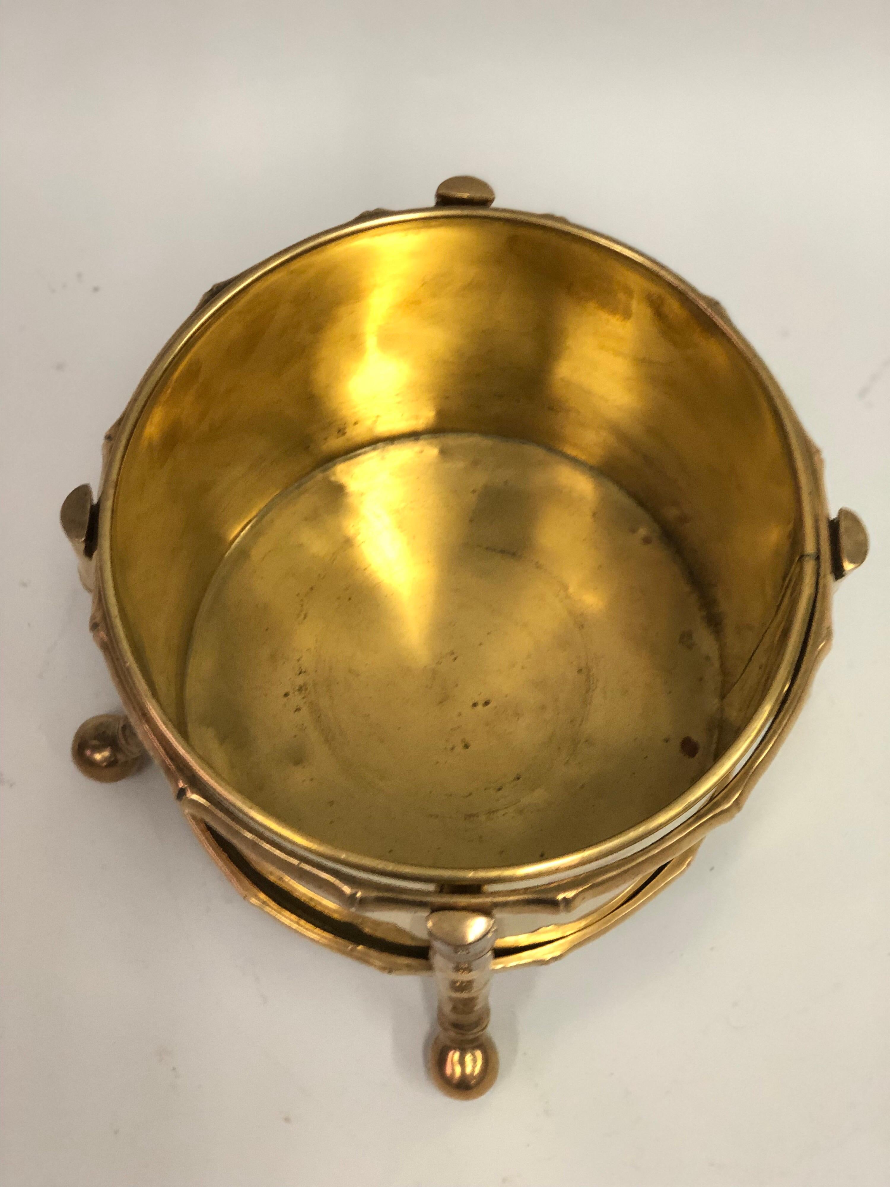 French Modern Neoclassical Bronze Faux Bamboo Waste Basket by Maison Baguès 5