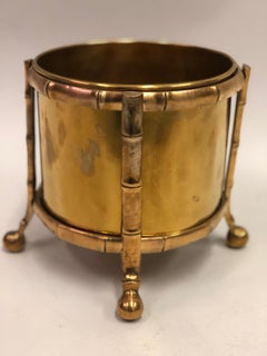 French Modern Neoclassical Bronze Faux Bamboo Waste Basket by Maison Baguès