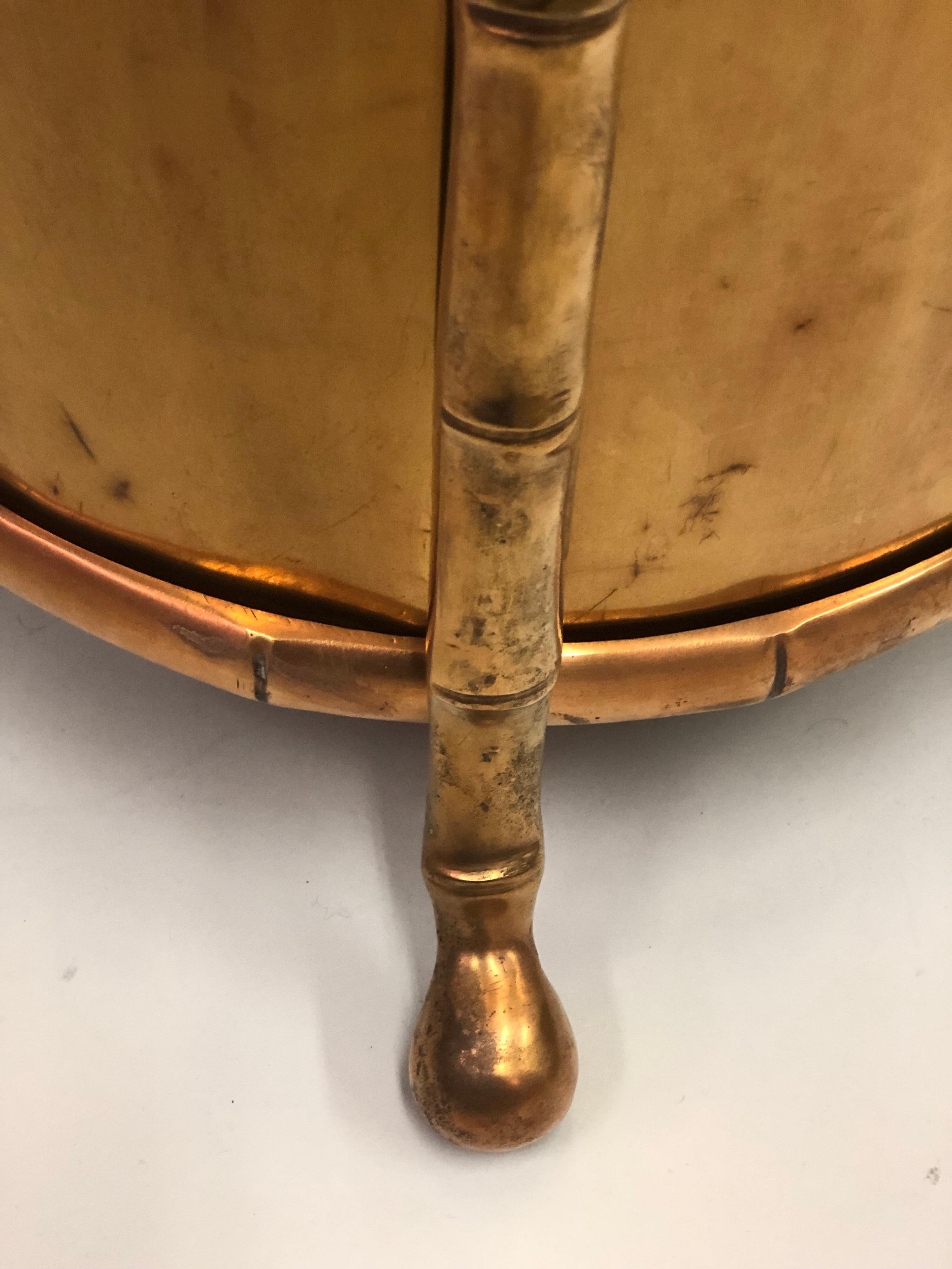 French Modern Neoclassical Bronze Faux Bamboo Waste Basket by Maison Baguès 1
