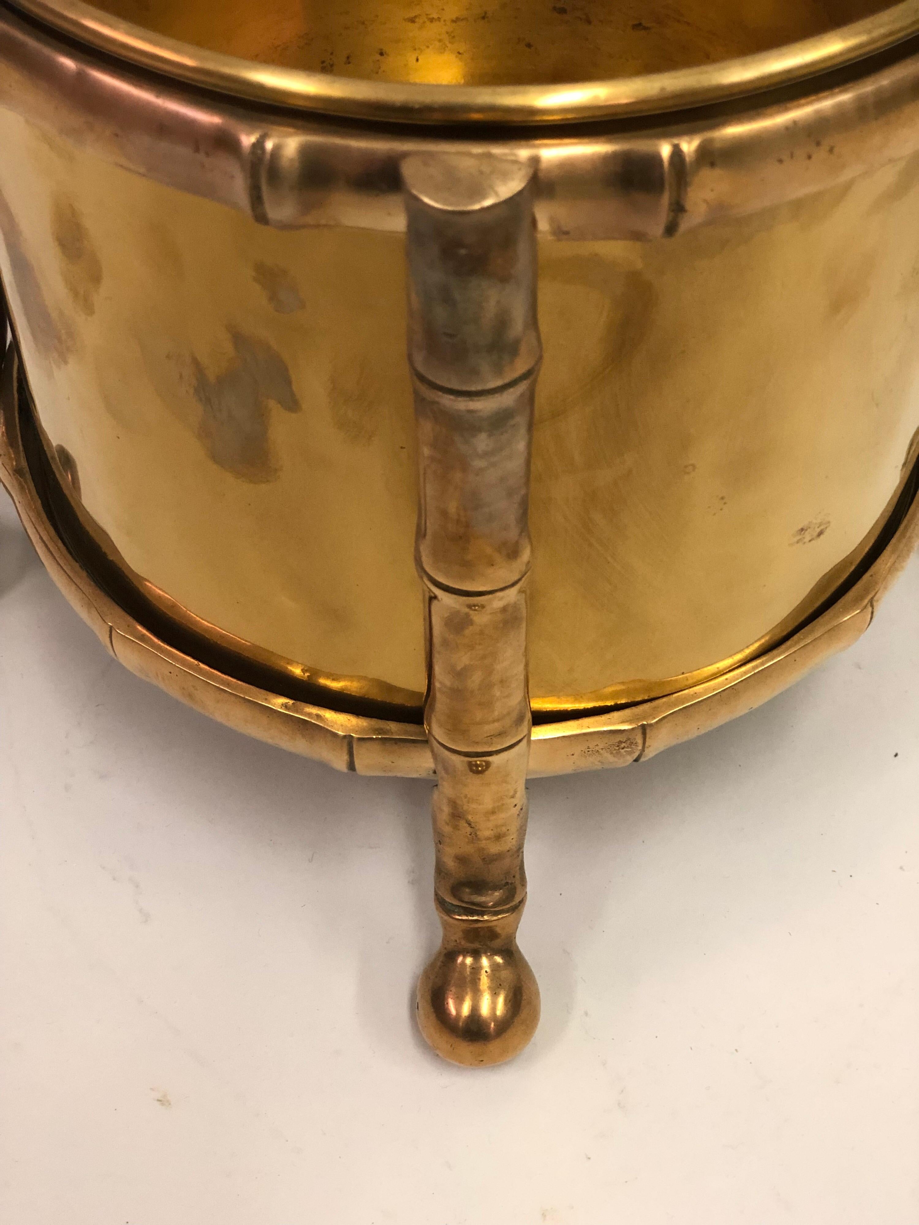 French Modern Neoclassical Bronze Faux Bamboo Waste Basket by Maison Baguès 2