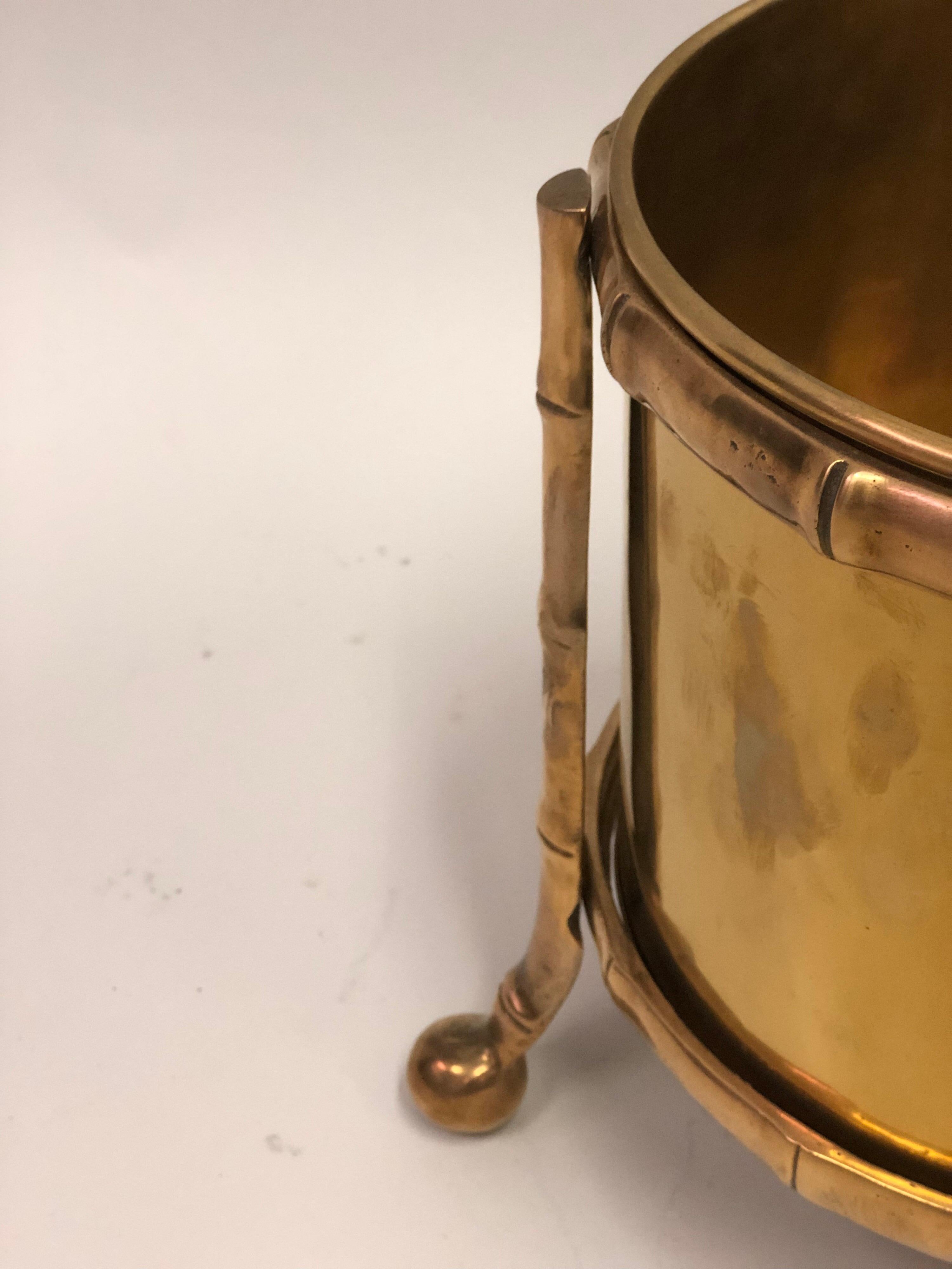 French Modern Neoclassical Bronze Faux Bamboo Waste Basket by Maison Baguès 3