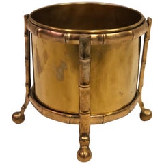 French Modern Neoclassical Bronze Faux Bamboo Waste Basket by Maison Baguès