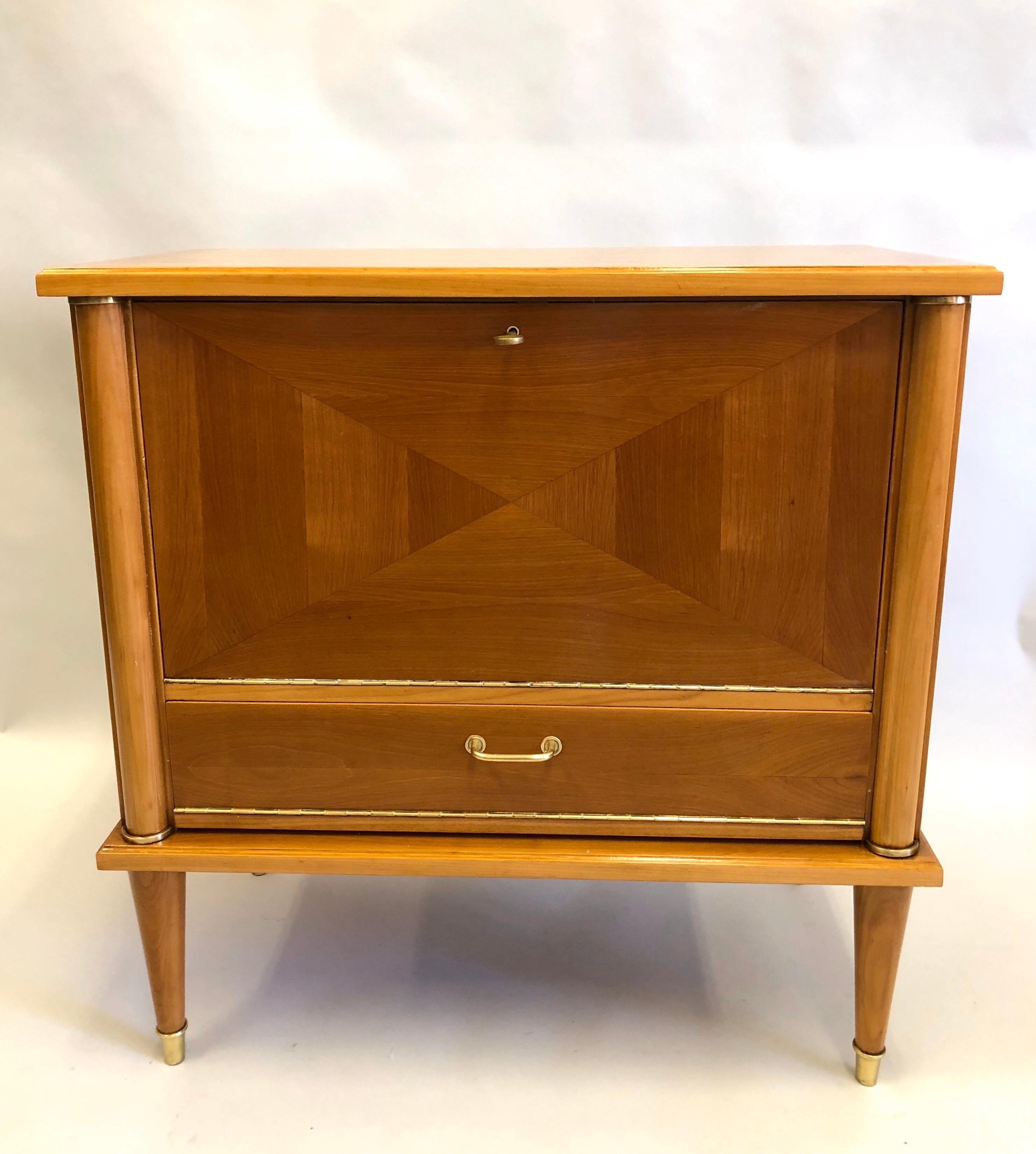 Mid-Century Modern French Modern Neoclassical Cherry Inlay Sideboard/ Console/ Bar by Andre Arbus