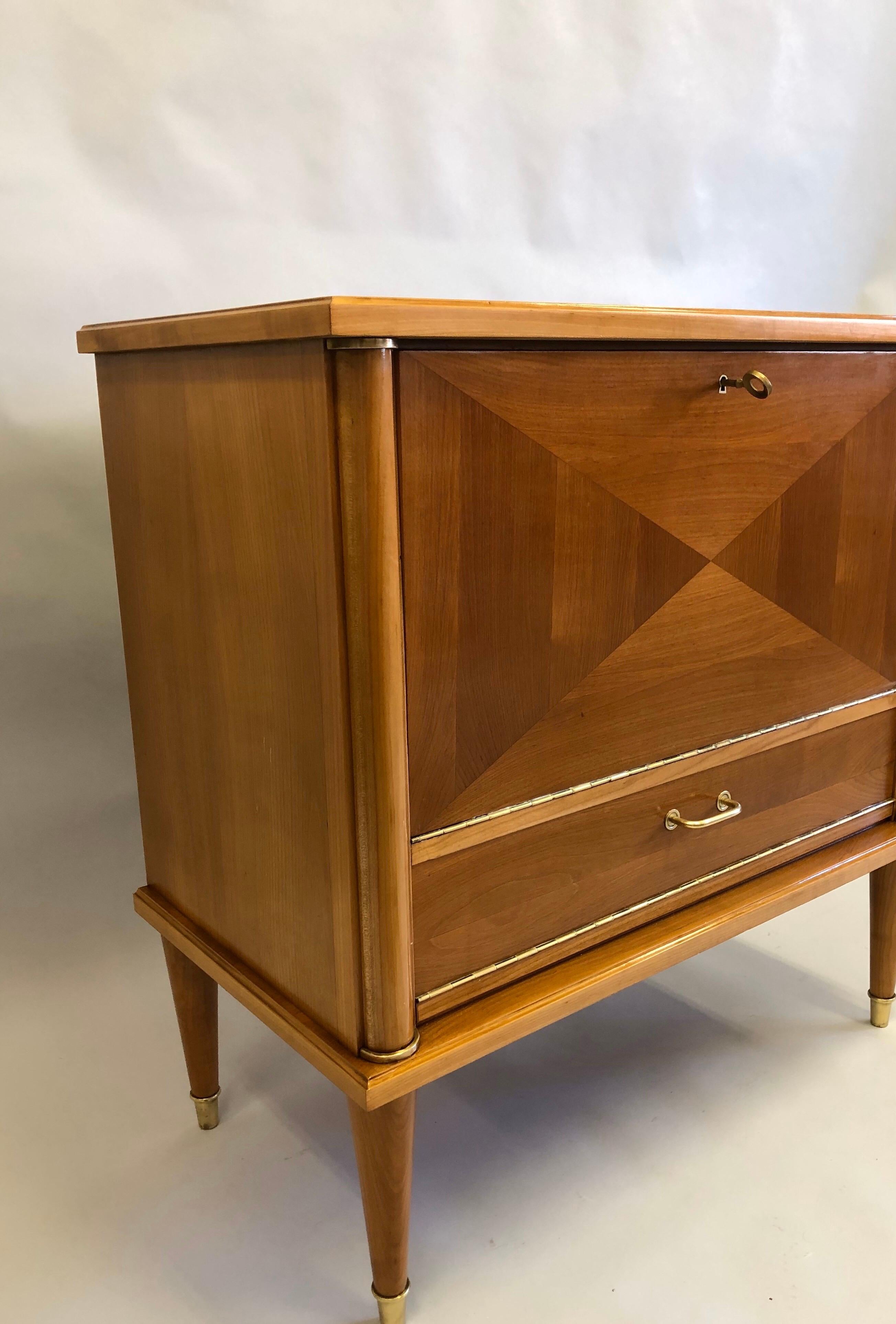 French Modern Neoclassical Cherry Inlay Sideboard/ Console/ Bar by Andre Arbus In Good Condition In New York, NY