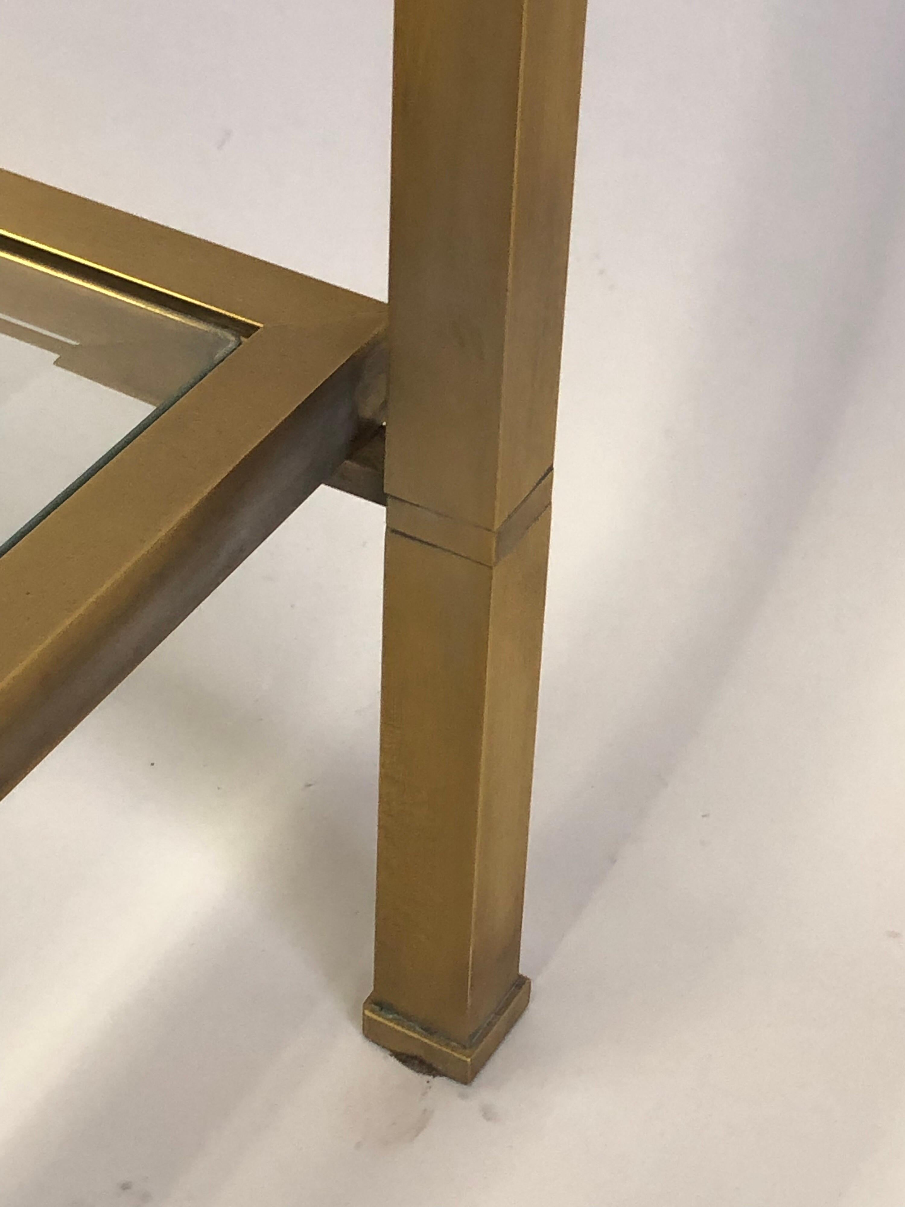 French Modern Neoclassical Double Level Brass Sofa Table or Console Attr. Quinet For Sale 2