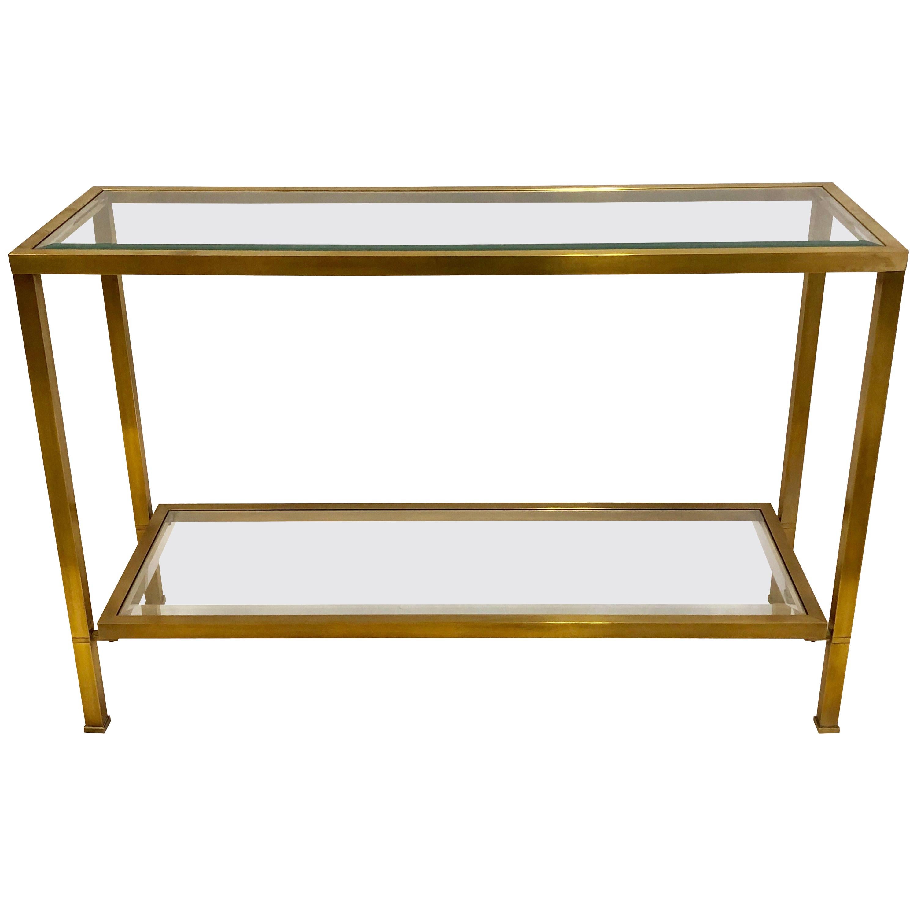 French Modern Neoclassical Double Level Bronze Sofa Table / Console Attr. Quinet