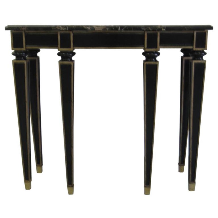 French Modern Neoclassical Ebonized Wood & Black Marble Console by Maison Jansen For Sale