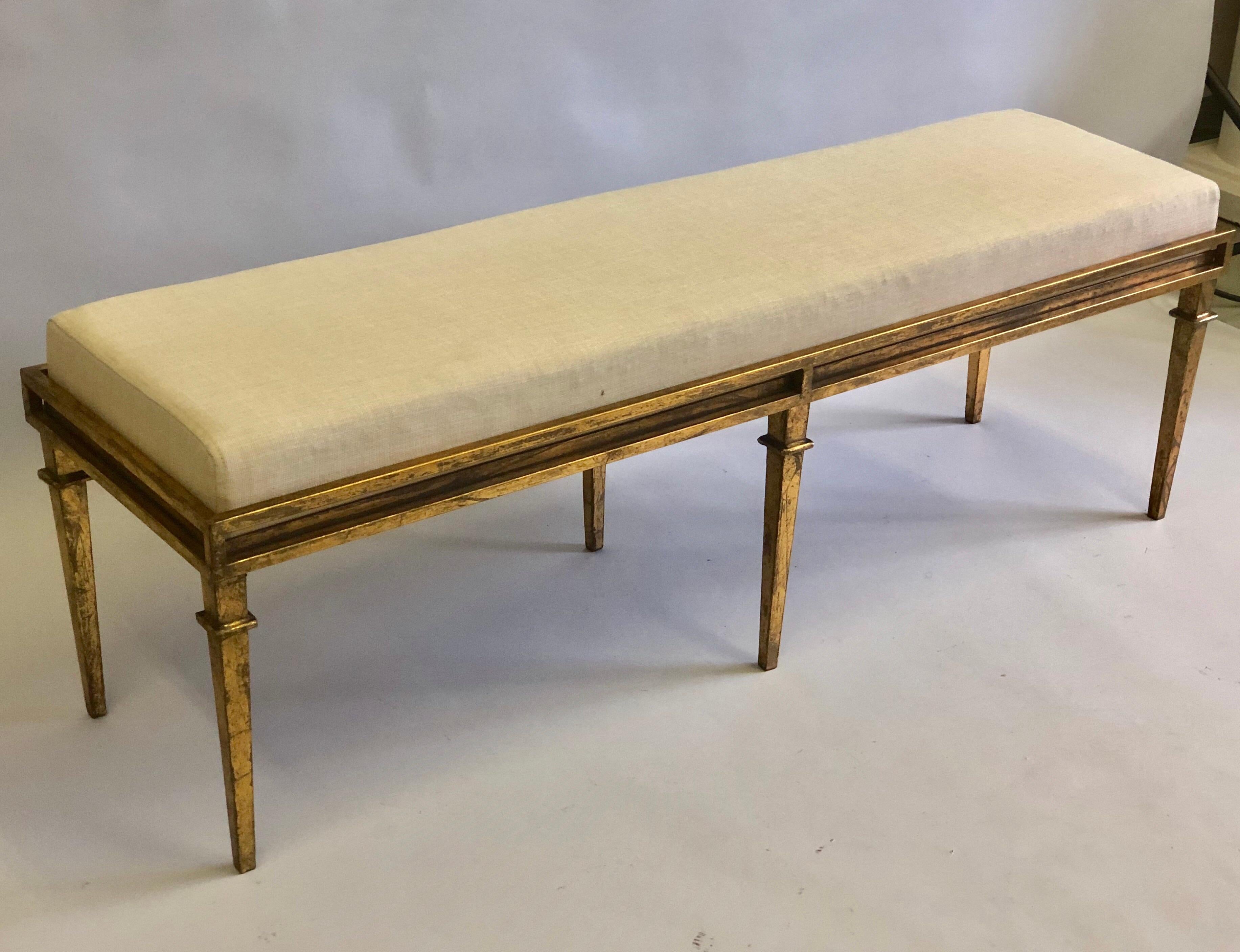 French Modern Neoclassical Gilt Iron Bench in the style of Maison Ramsay In Good Condition For Sale In New York, NY
