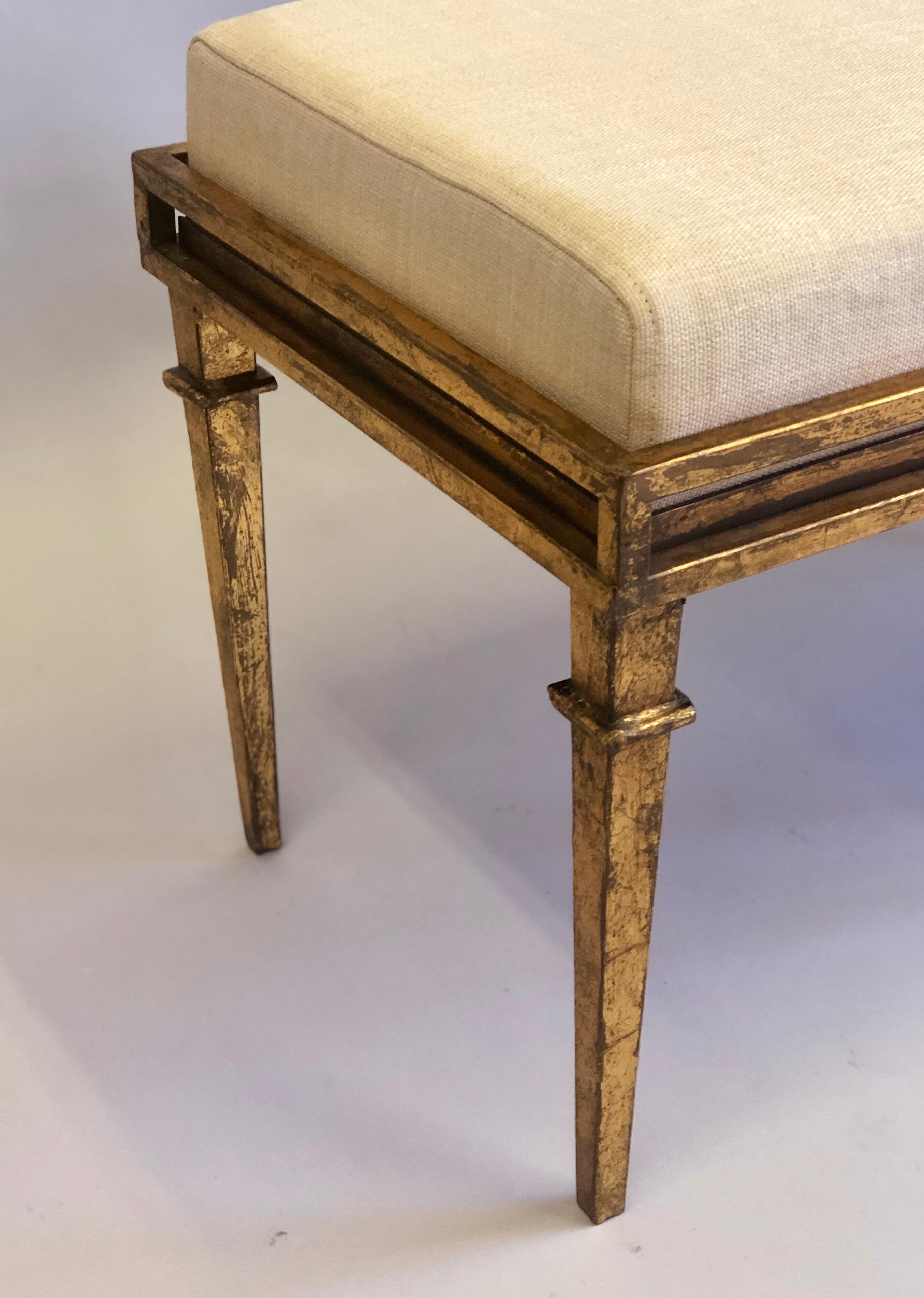 French Modern Neoclassical Gilt Iron Bench in the style of Maison Ramsay For Sale 1