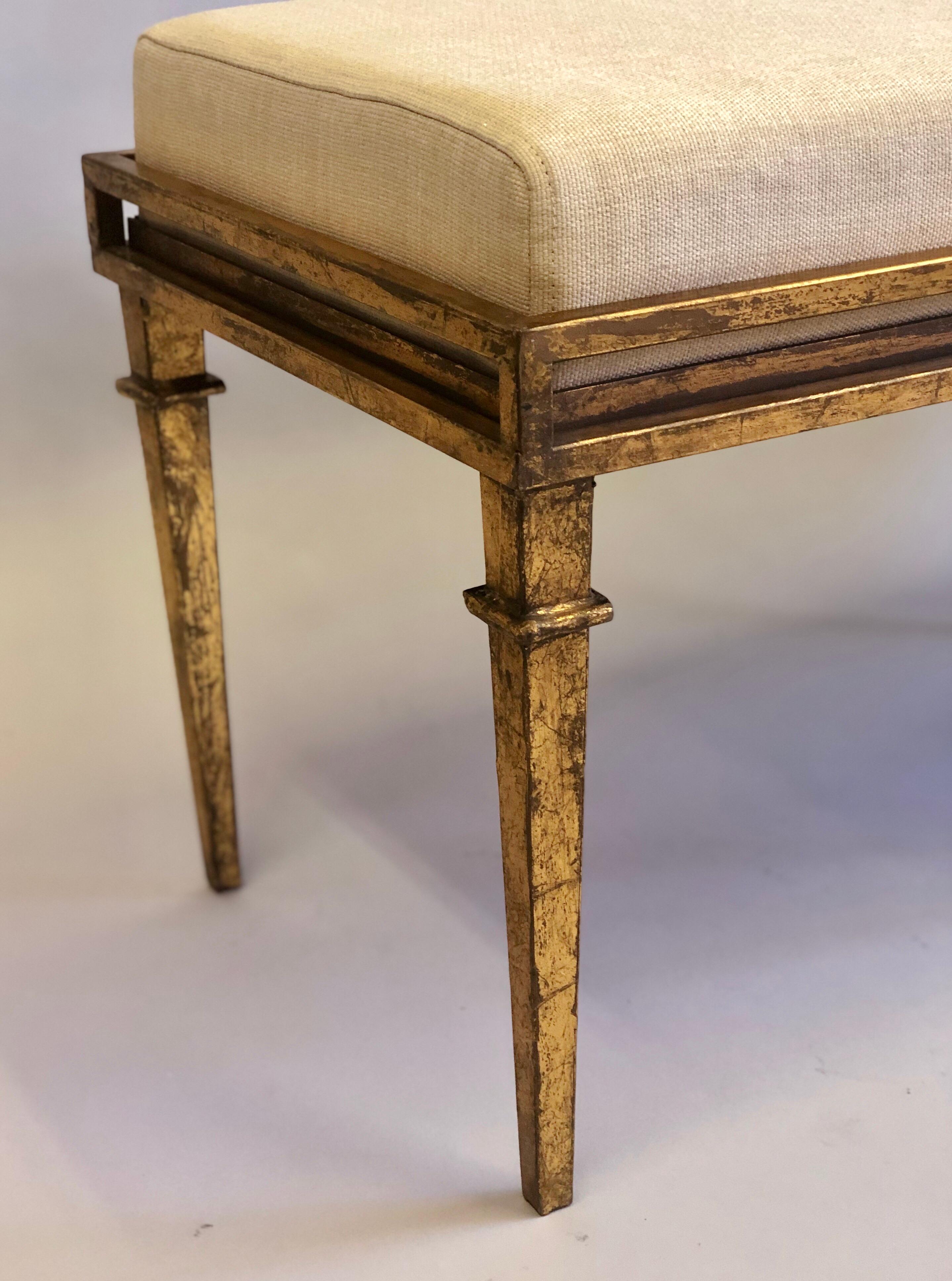 French Modern Neoclassical Gilt Iron Bench in the style of Maison Ramsay For Sale 2