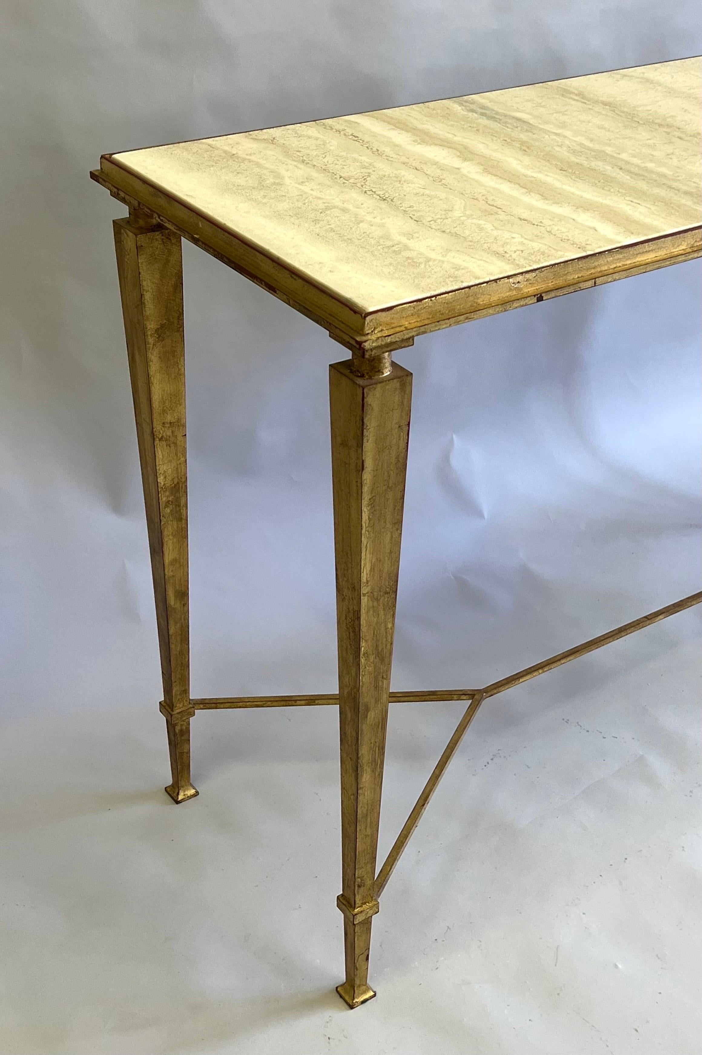 French Modern Neoclassical Gilt Iron Console, Andre Arbus and Gilbert Poillerat For Sale 3