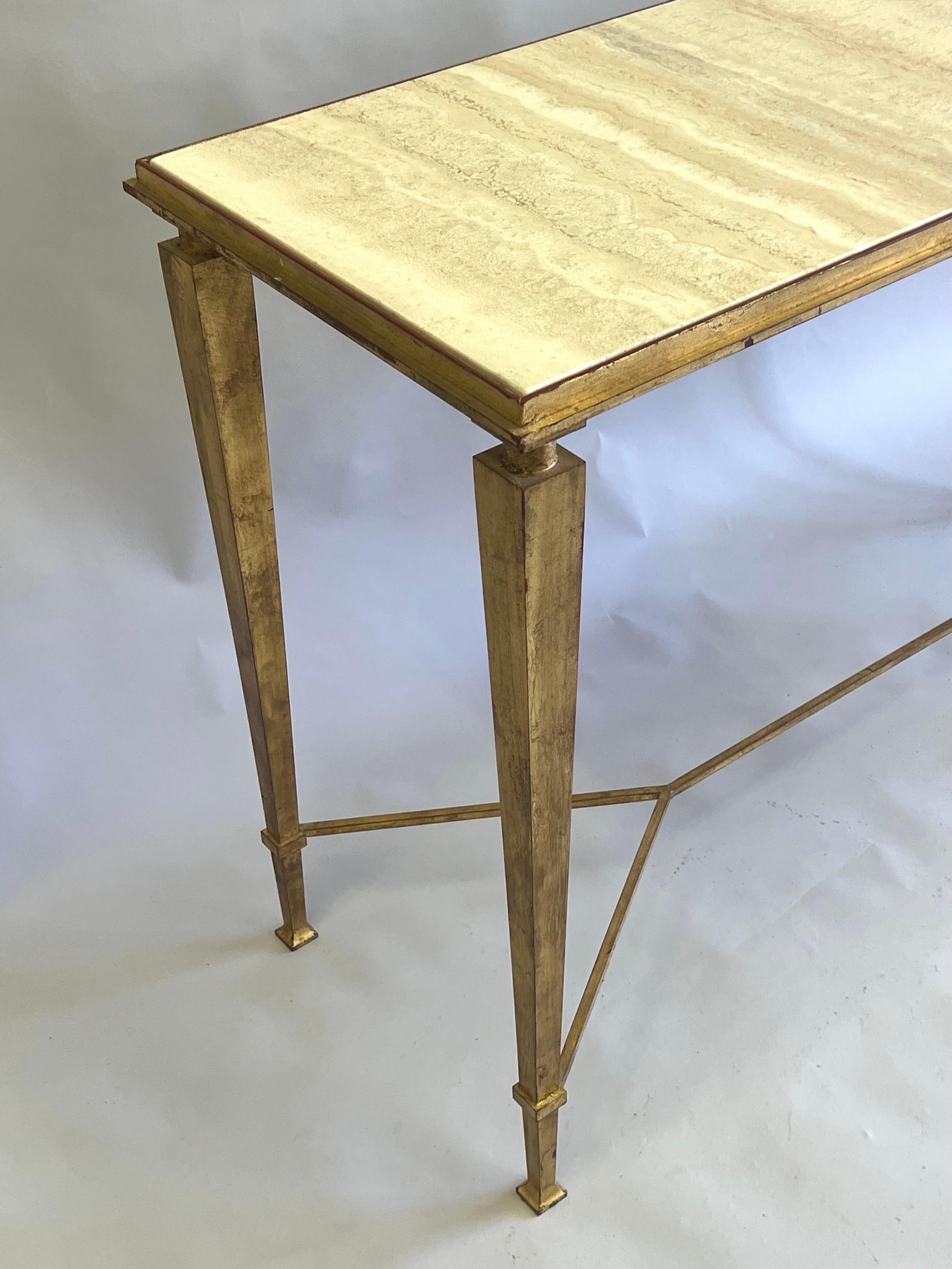 French Modern Neoclassical Gilt Iron Console, Andre Arbus and Gilbert Poillerat For Sale 4