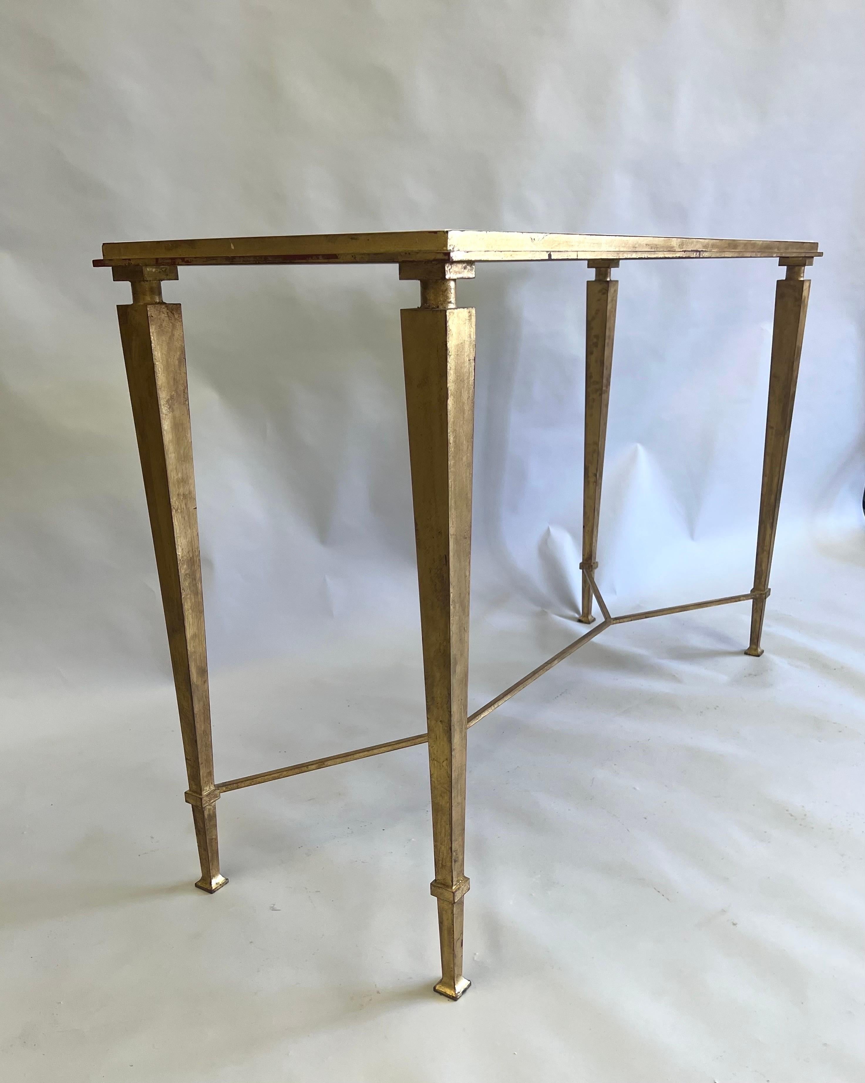 French Modern Neoclassical Gilt Iron Console, Andre Arbus and Gilbert Poillerat In Good Condition For Sale In New York, NY