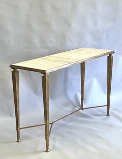 French Modern Neoclassical Gilt Iron Console, Andre Arbus and Gilbert Poillerat