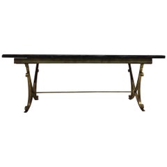 French Modern Neoclassical Gilt Iron Dining Table Raymond Subes Attributed, 1930