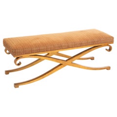 French Modern Neoclassical Iron Bench, Subes style