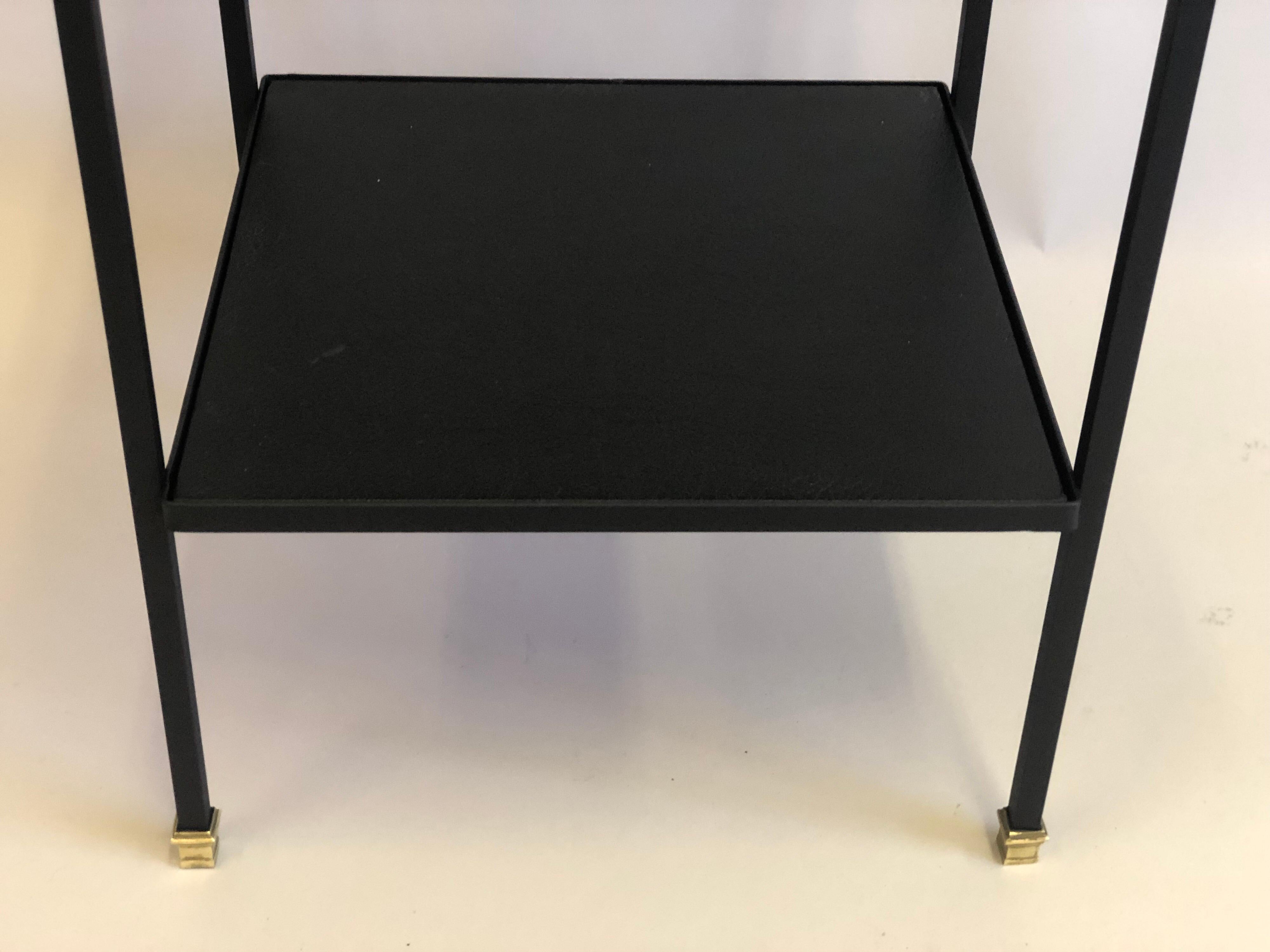 French Modern Neoclassical Iron & Leather Side Table/Nightstand by Jacques Adnet 4