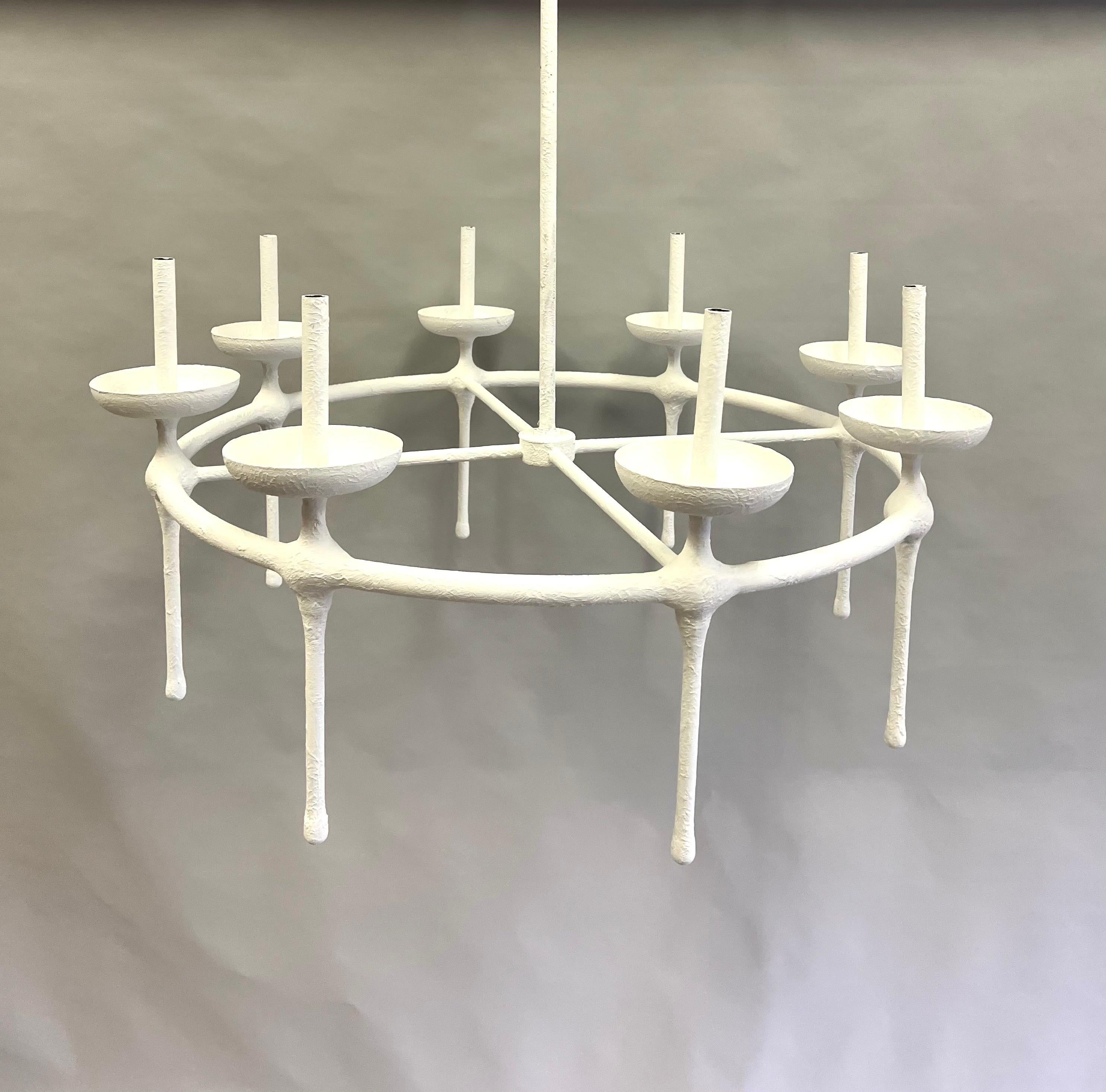 Gesso French, Modern Neoclassical Plaster Chandelier in the Style of Diego Giacometti For Sale