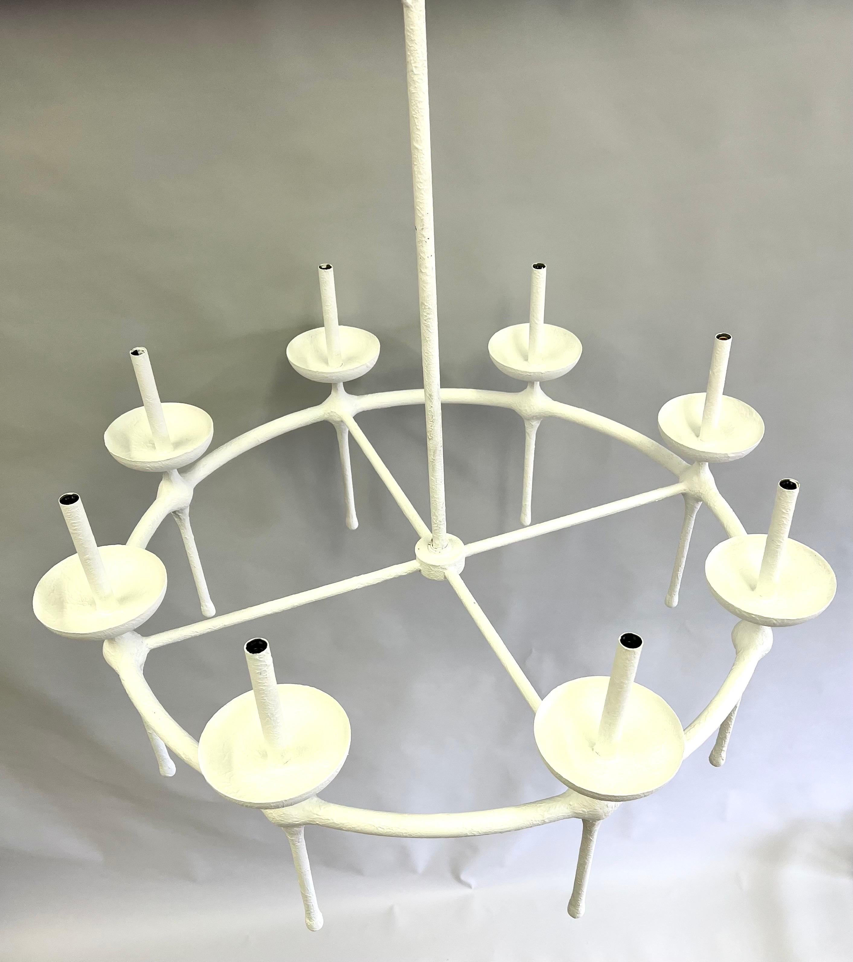 French, Modern Neoclassical Plaster Chandelier in the Style of Diego Giacometti For Sale 1