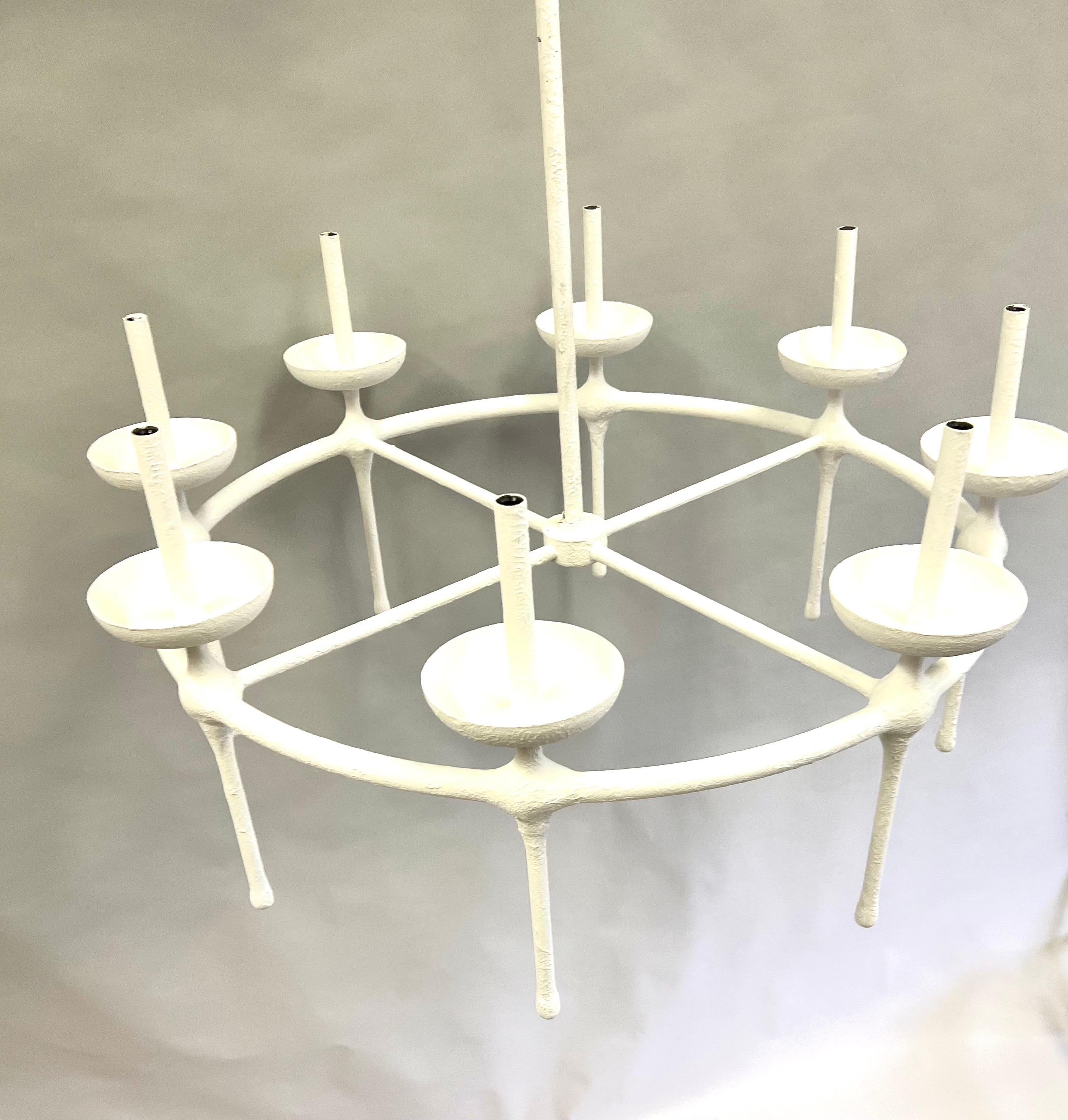 French, Modern Neoclassical Plaster Chandelier in the Style of Diego Giacometti For Sale 2