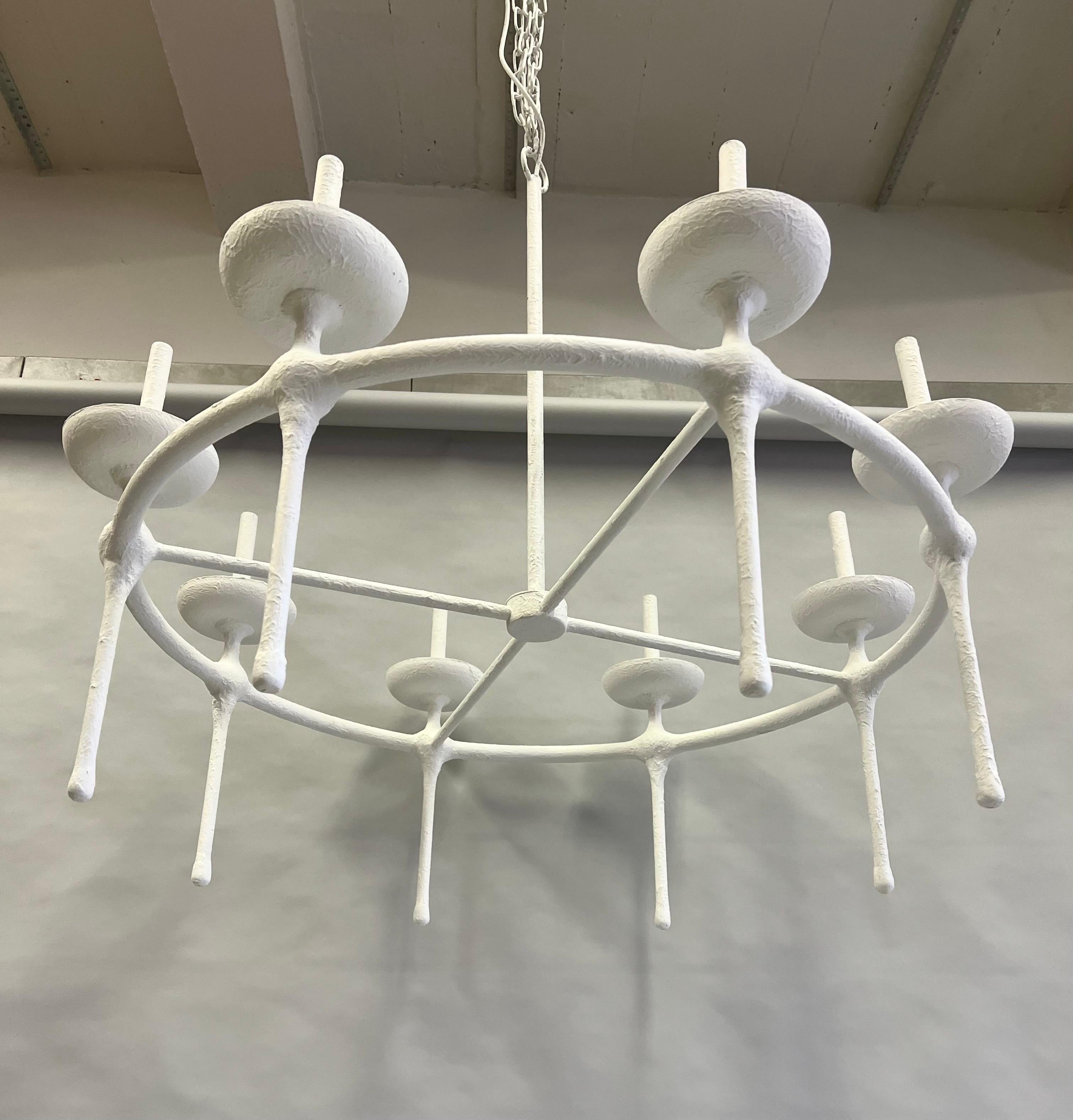 Hand-Crafted French, Modern Neoclassical Plaster Chandelier in the Style of Diego Giacometti For Sale