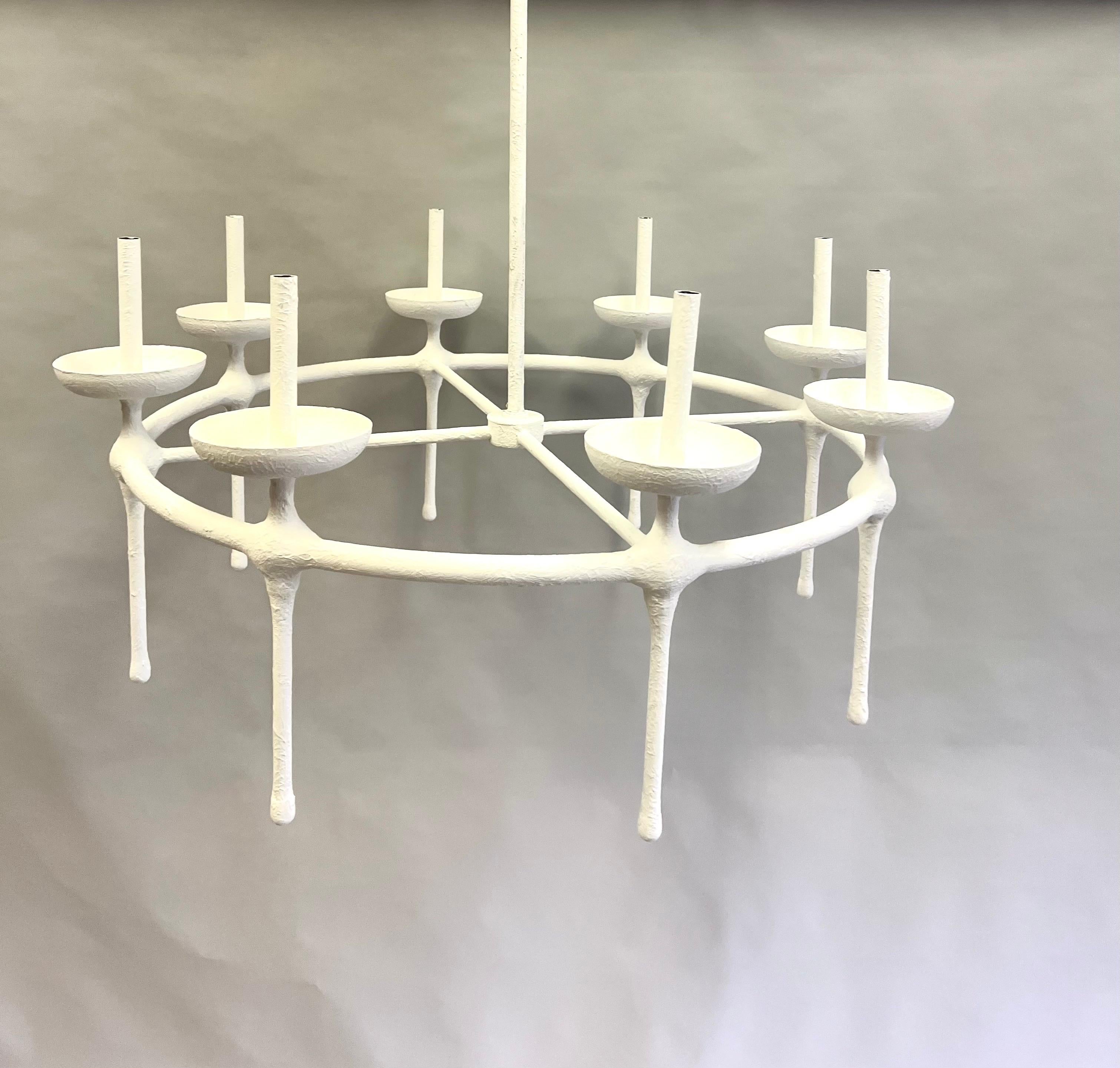 20th Century French, Modern Neoclassical Plaster Chandelier in the Style of Diego Giacometti For Sale