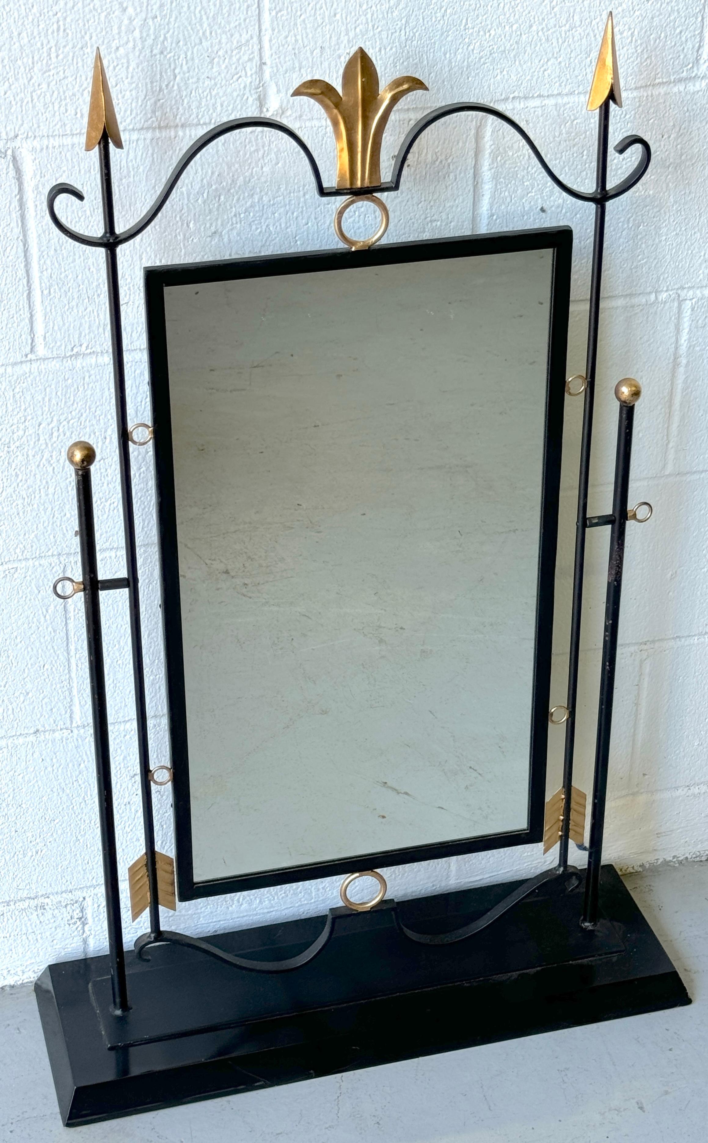 Espejo de mesa de hierro forjado dorado de estilo neoclásico moderno francés Francés en venta