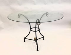 French Modern Neoclassical Wrought Iron Dining / Center Table, Gilbert Poillerat