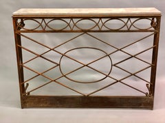 French Modern Neoclassical Wrought Iron and Limestone Console, circa 1860-1880